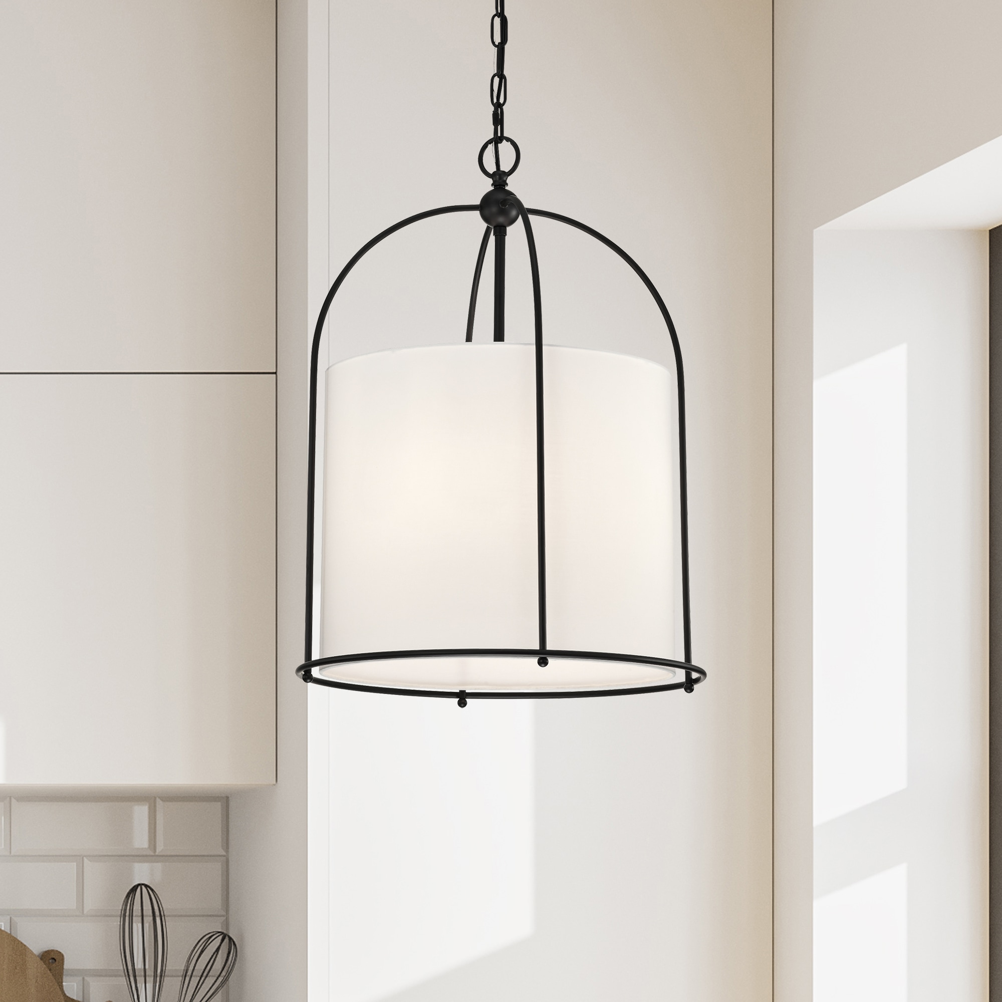 Edvivi EPL1135BK 3 -Light Matte Black Modern/contemporary Cage For Use in Bedrooms, Dining Rooms, Foyers, Kitchens, Living Rooms Chandelier