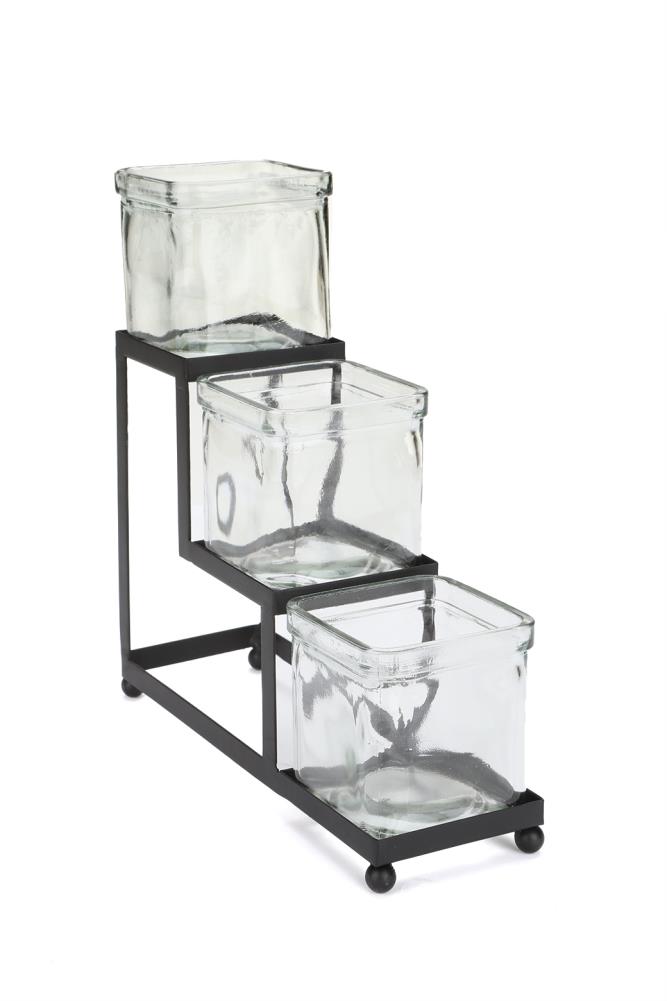 Glass Kitchenware 3-tier Stackable Glass Storage Jars Salad