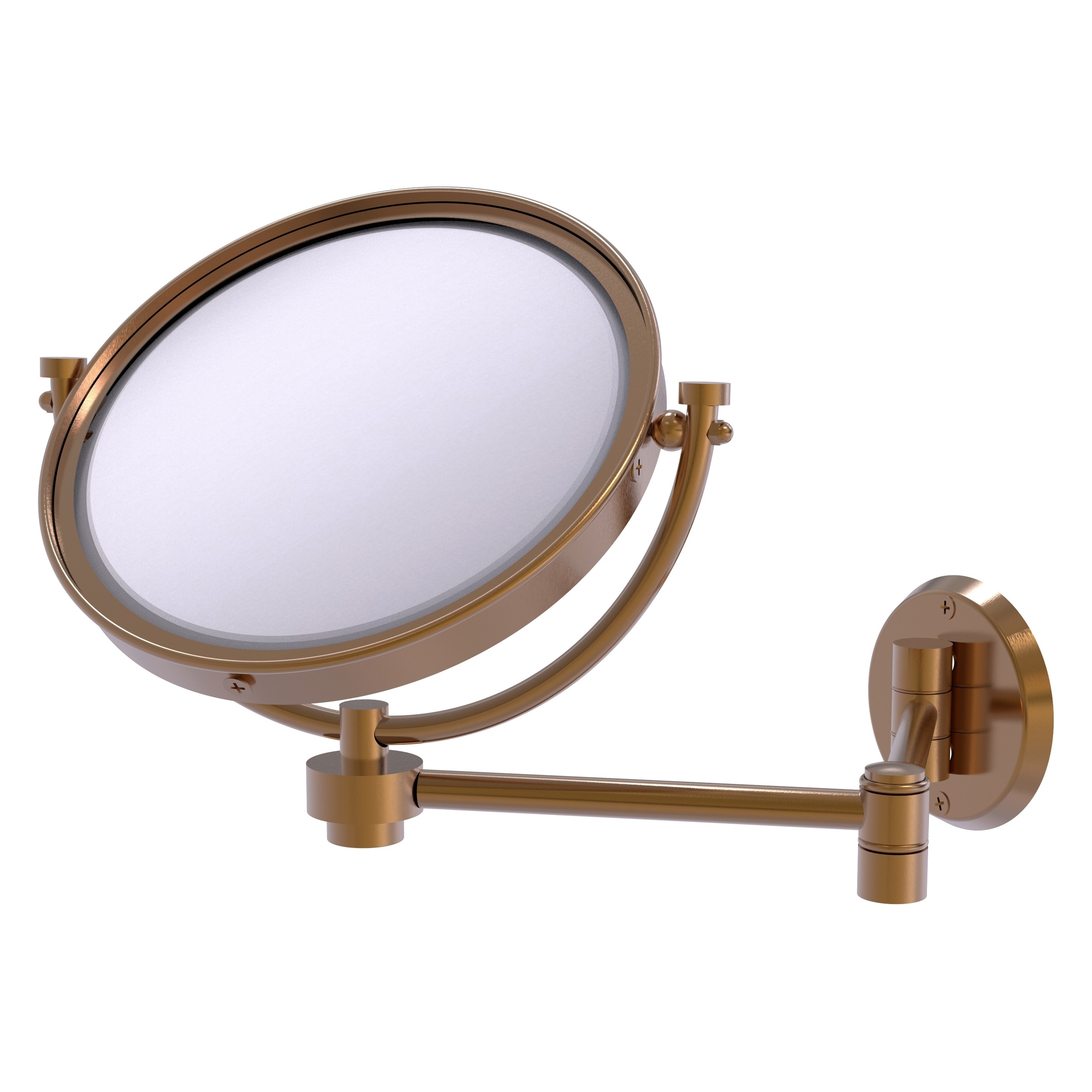 8-in x 10-in Brushed Copper Double-sided 2X Magnifying Wall-mounted Vanity Mirror | - Allied Brass WM-6/2X-BBR
