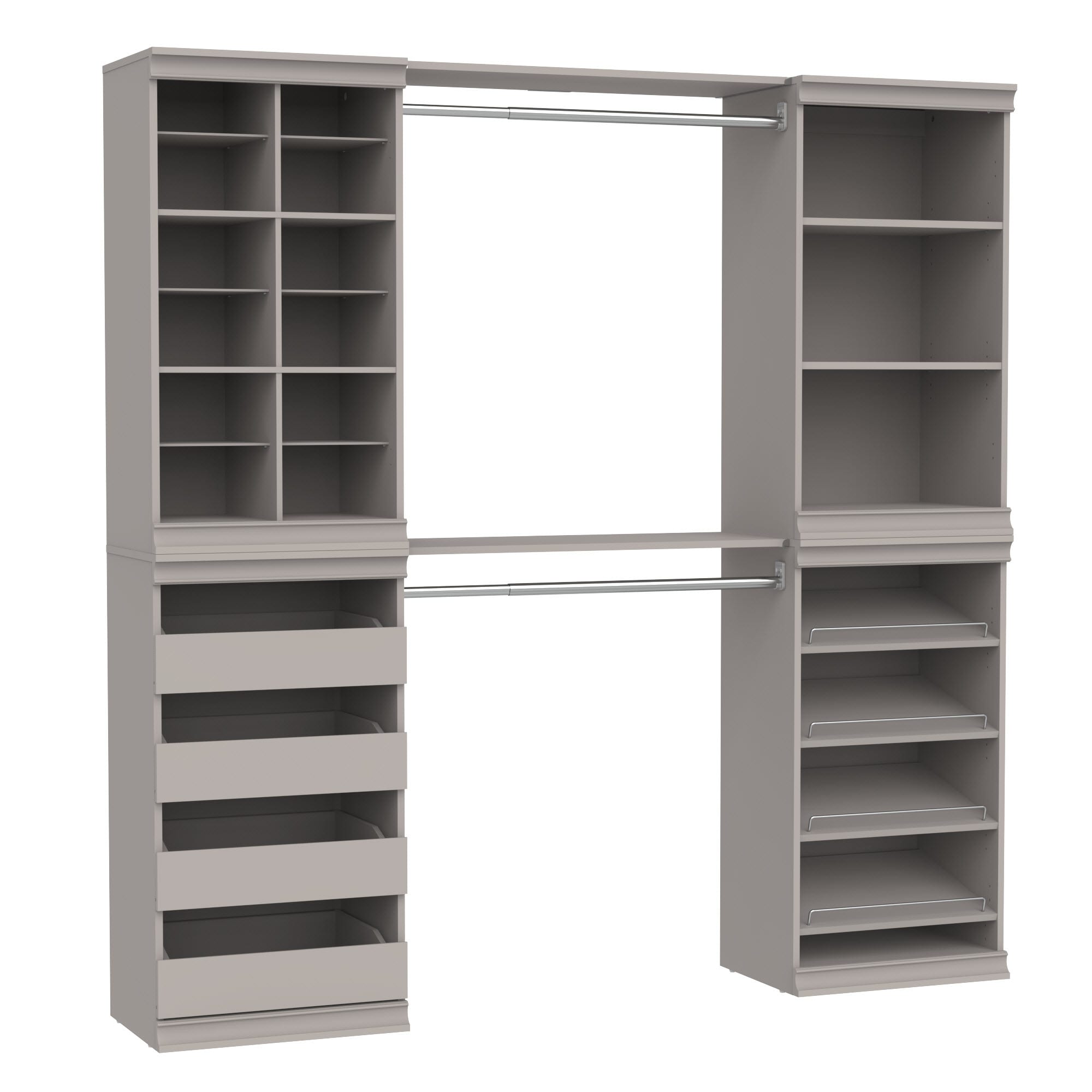 ClosetMaid 10000-04841 Modular Storage 6.57-ft to 6.57-ft W x 6.7-ft H Taupe Solid Shelving Wood Closet System