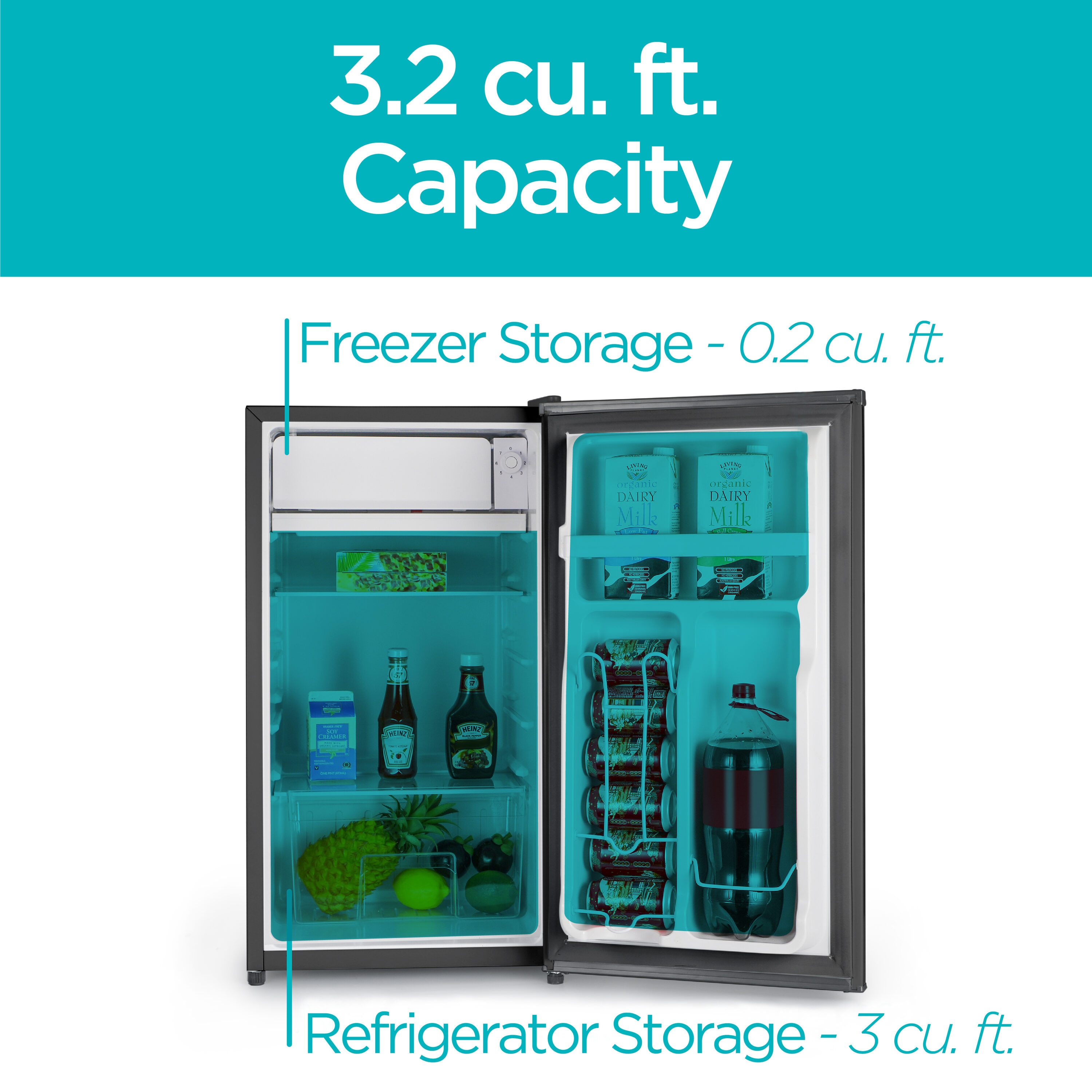 BLACK+DECKER BCRK32B Compact Refrigerator & Mini Fridge with Freezer, 3.2  cu. ft., Black 
