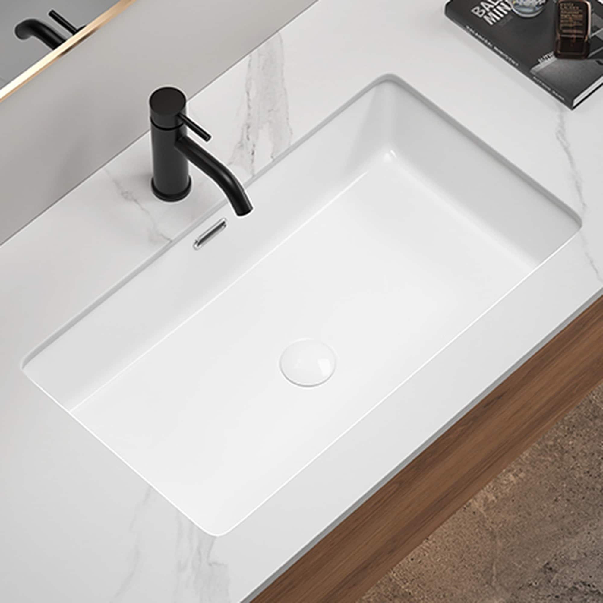 IAK 28 inch Milk White Ceramic Undermount Kitchen Sink with Dual Mount Design and Accessory Kit