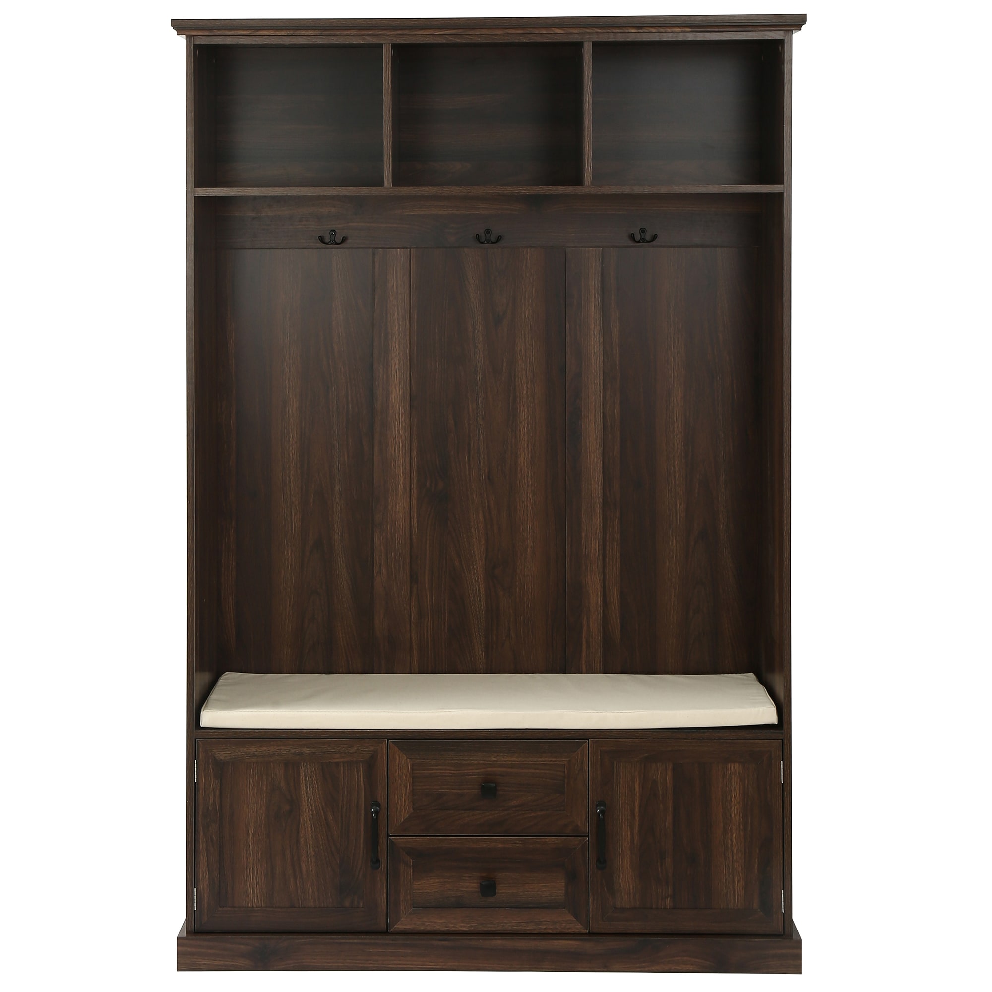 Flynama L-JY000112AAD Modern 47.2-Inches Brown Wood Hall Tree