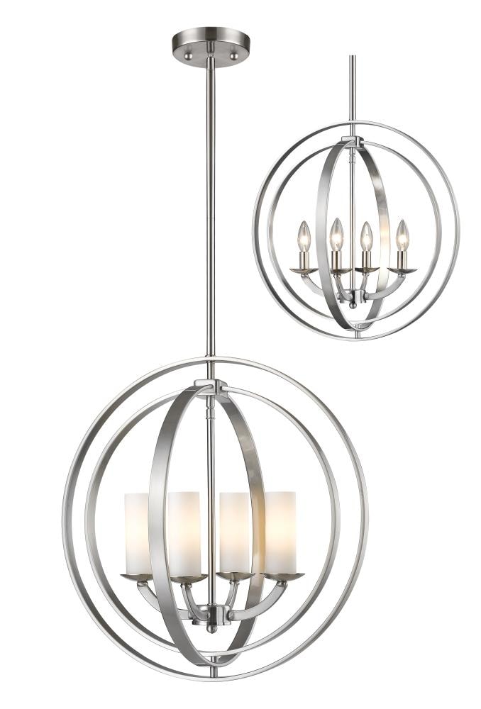 Ashling Contemporary 4-Light Pendant in Brushed Nickel with Glass Shades