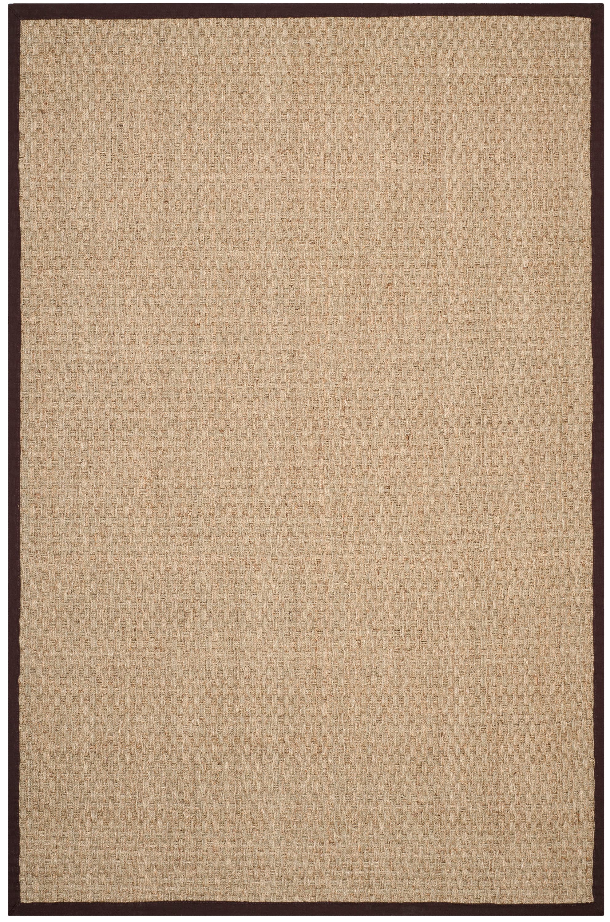 Safavieh NF114K-6 Natural Fiber Hampton 6 x 9 (ft) Loomed Seagrass Natural/Dark Brown Rectangular Indoor Solid Coastal Area rug