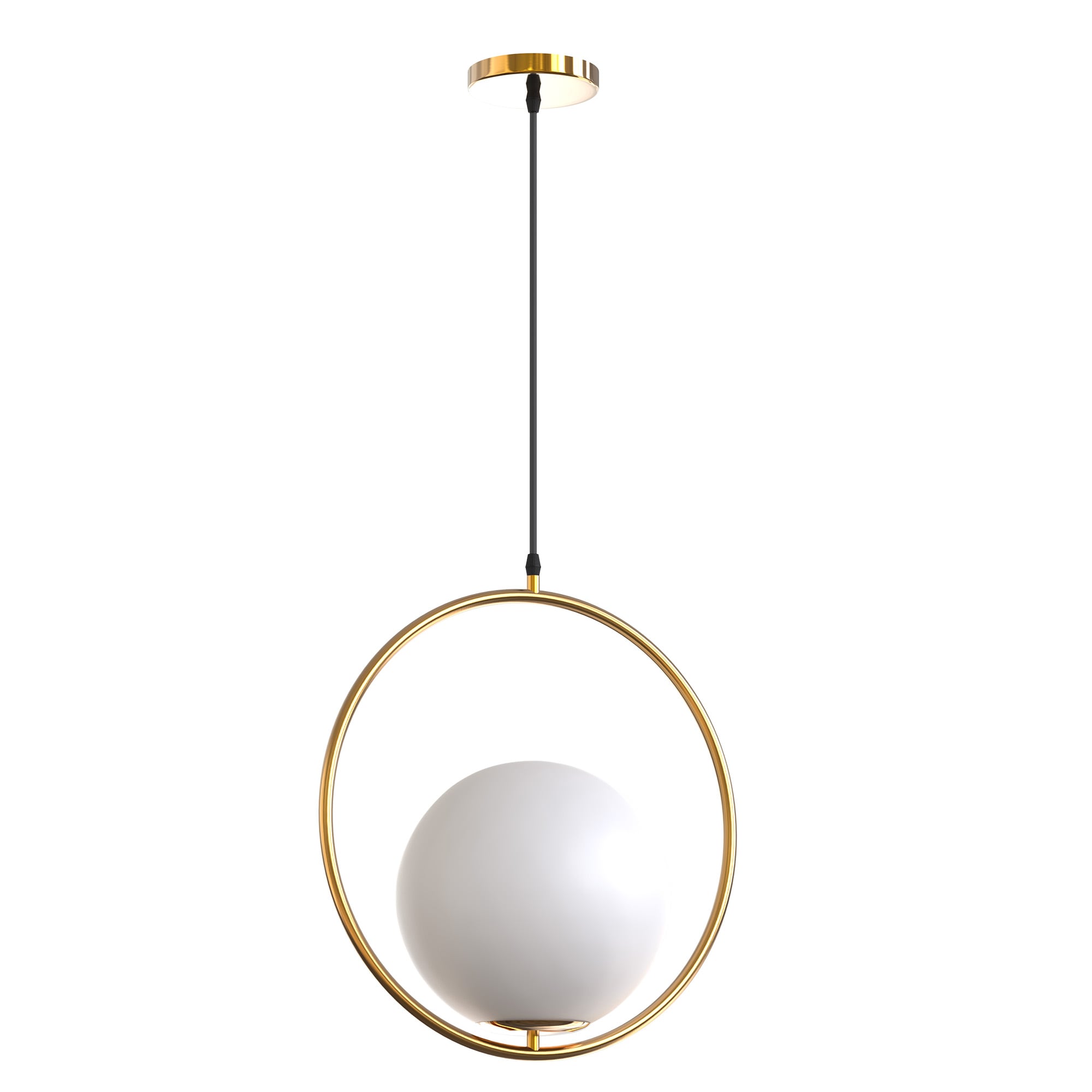 YANSUN 14.17 1-Light Gold Circle Modern Globe Pendant Light with ...