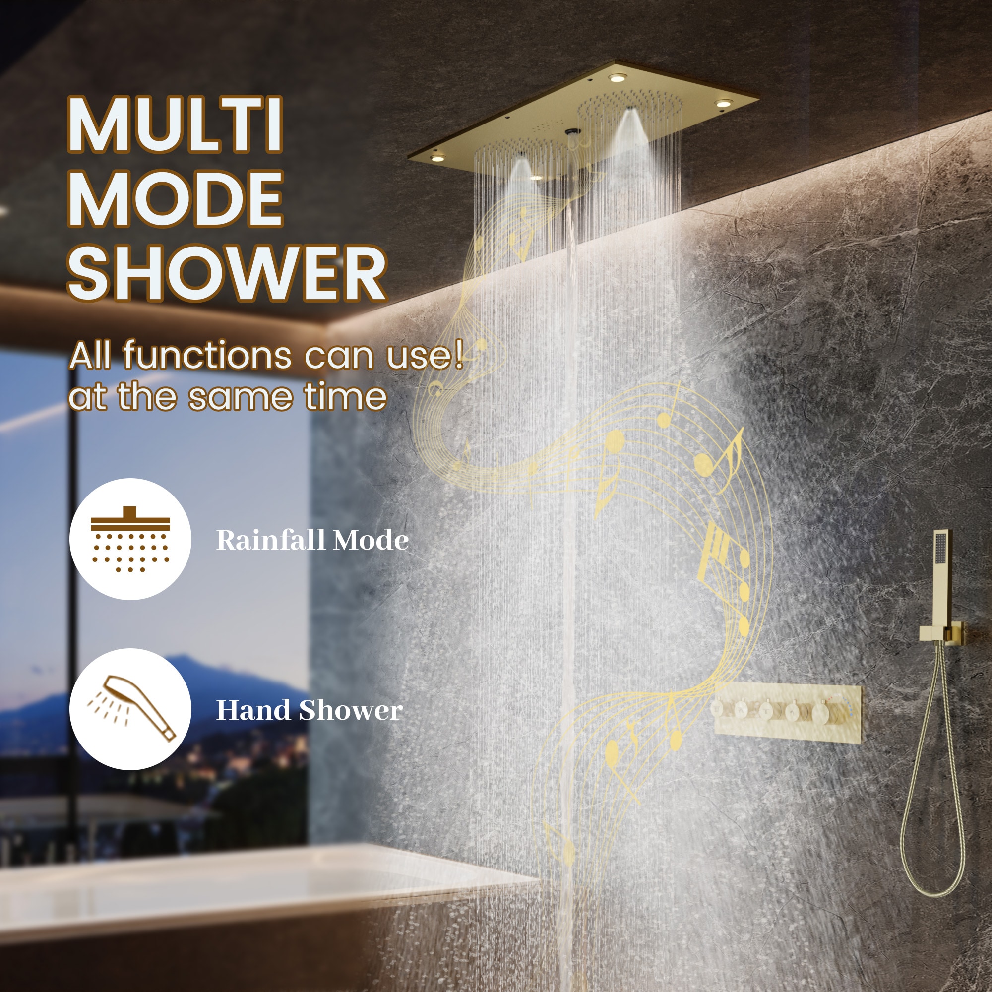 CASAINC CA-A4381-BG Showerhead-Bar-Panels - View #4