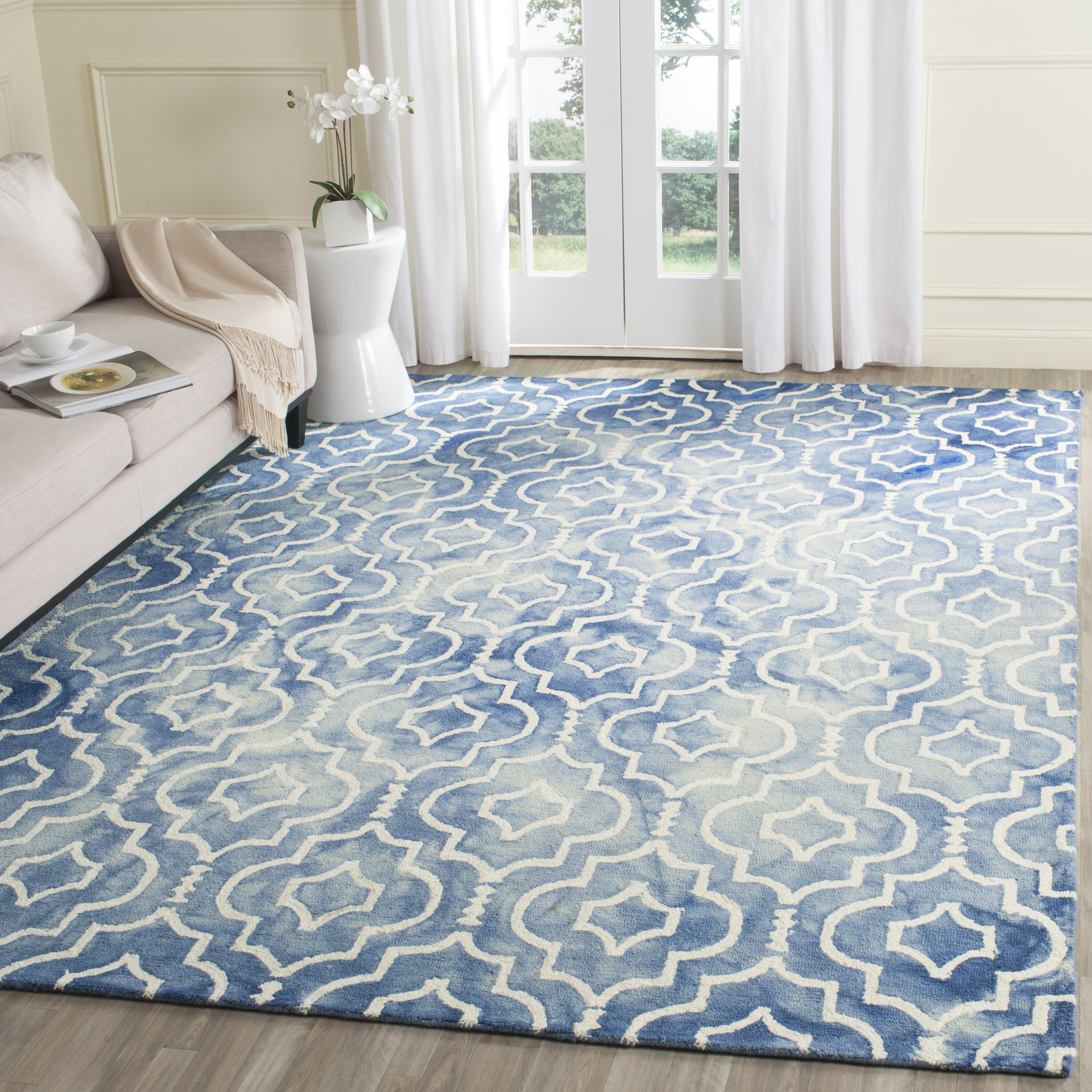 Safavieh DDY538K-8 Dip Dye Danna 8 x 10 (ft) Tufted Wool Blue/Ivory Rectangular Indoor Geometric Bohemian/Eclectic Area rug
