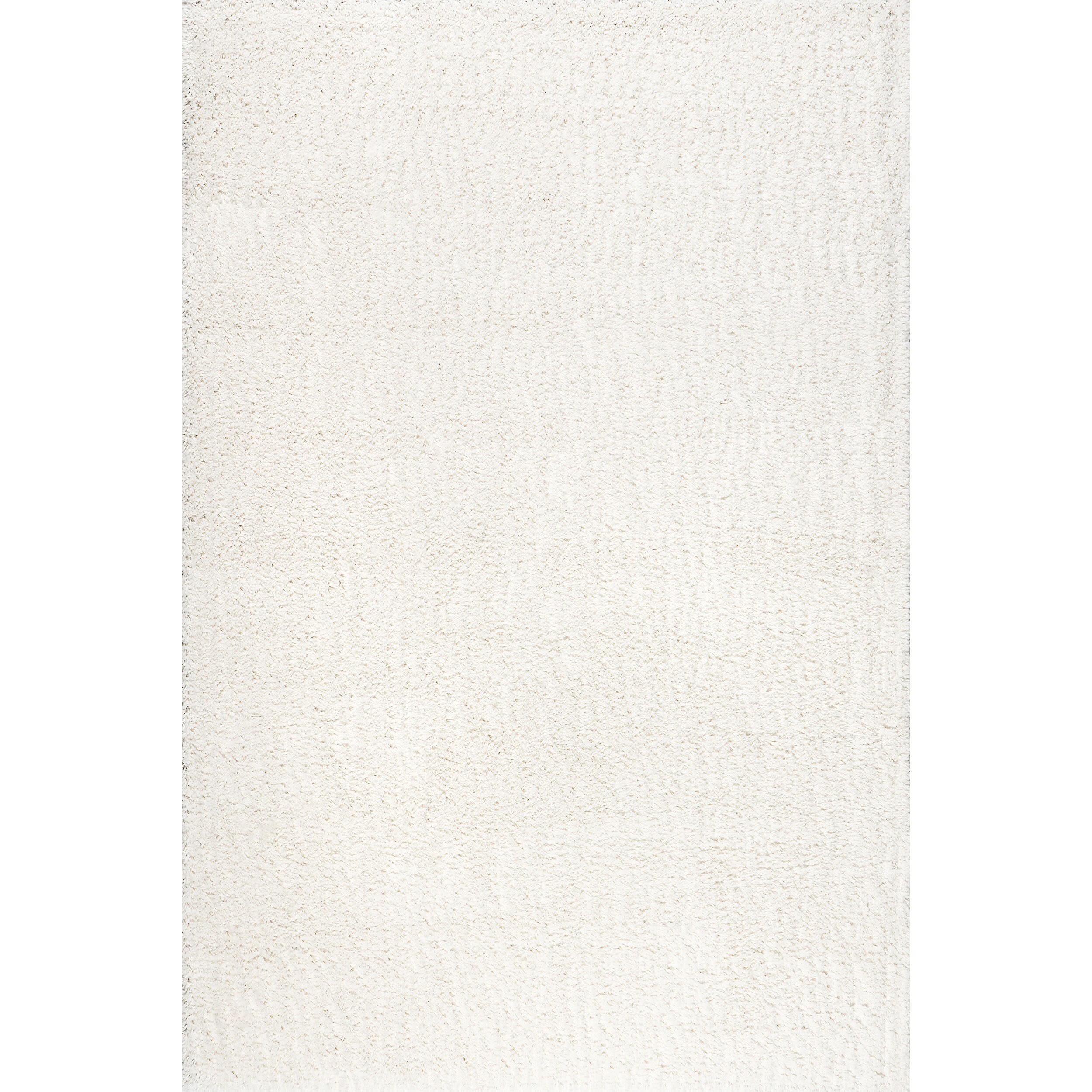 Plush Reversible White Shag Synthetic 4' x 6' Area Rug