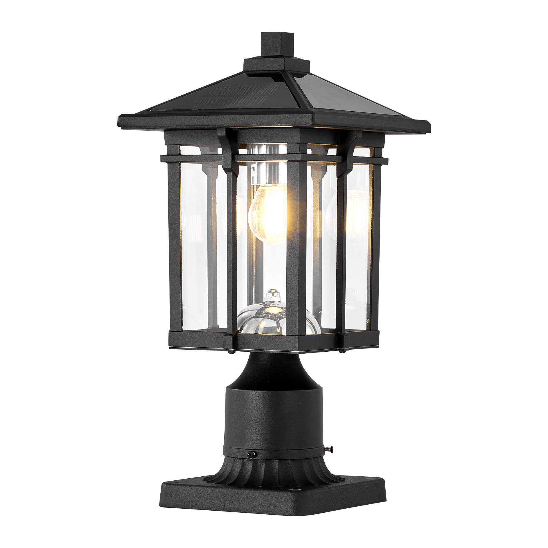 ToolCat 15.75-in Black Modern/contemporary Outdoor Light post lantern with Dusk-to Dawn Sensor