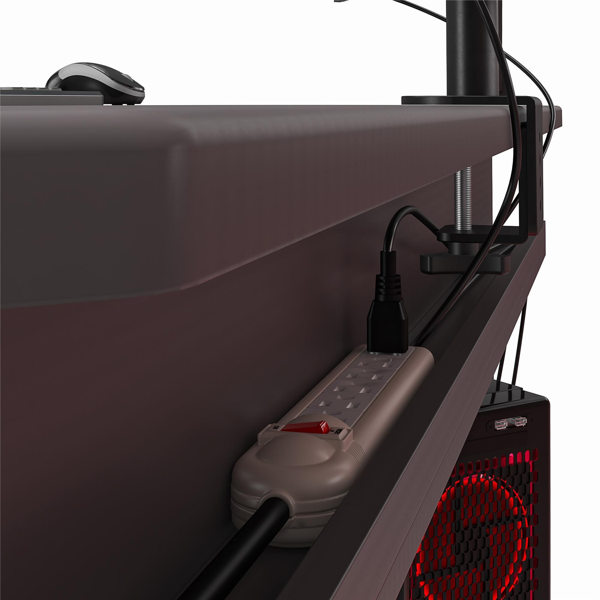 Ntense Quest Reversible L-Shape Gaming Desk with XL CPU Stand in Gray