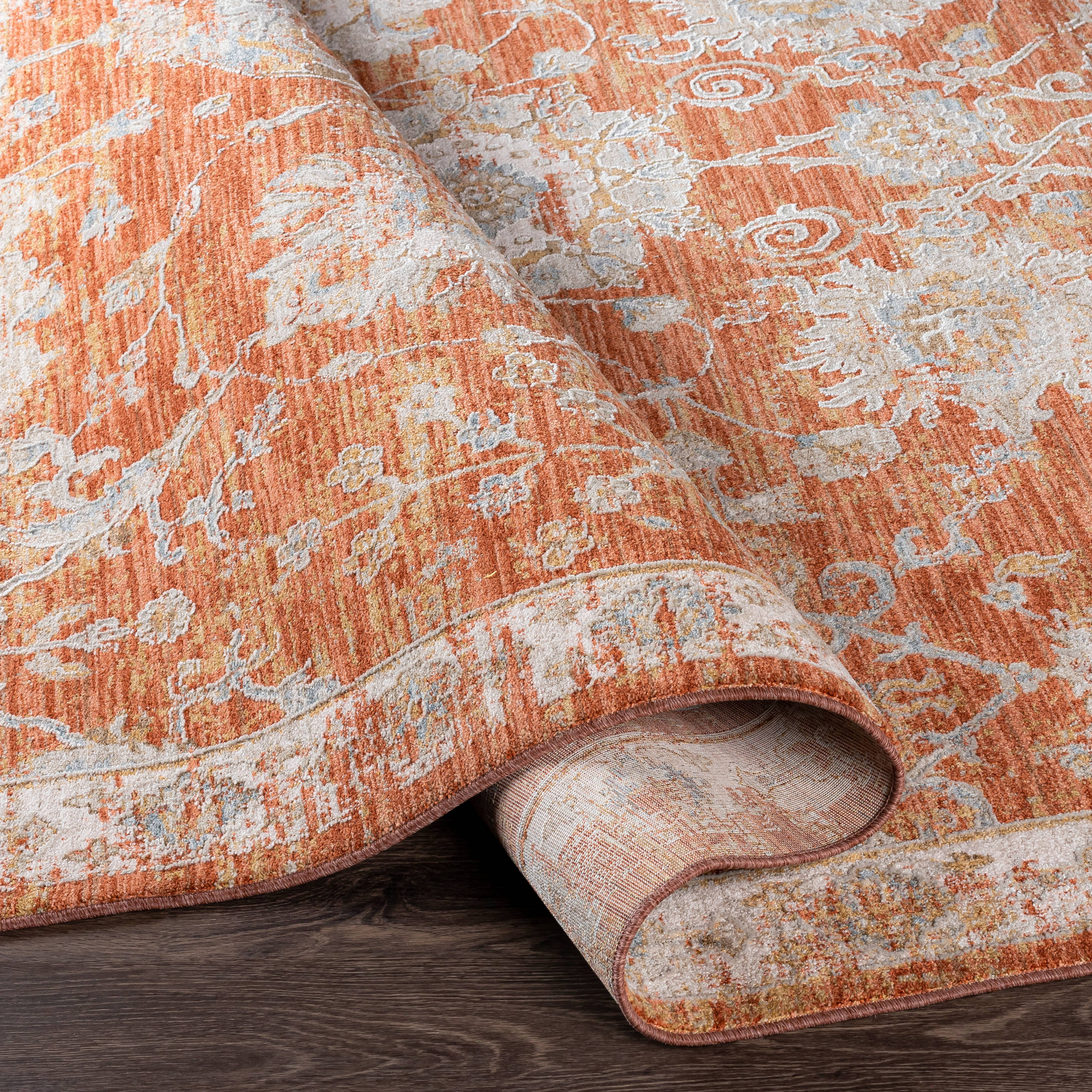 Reversible Easy-Care Cotton-Blend 5' x 7' Red Rug