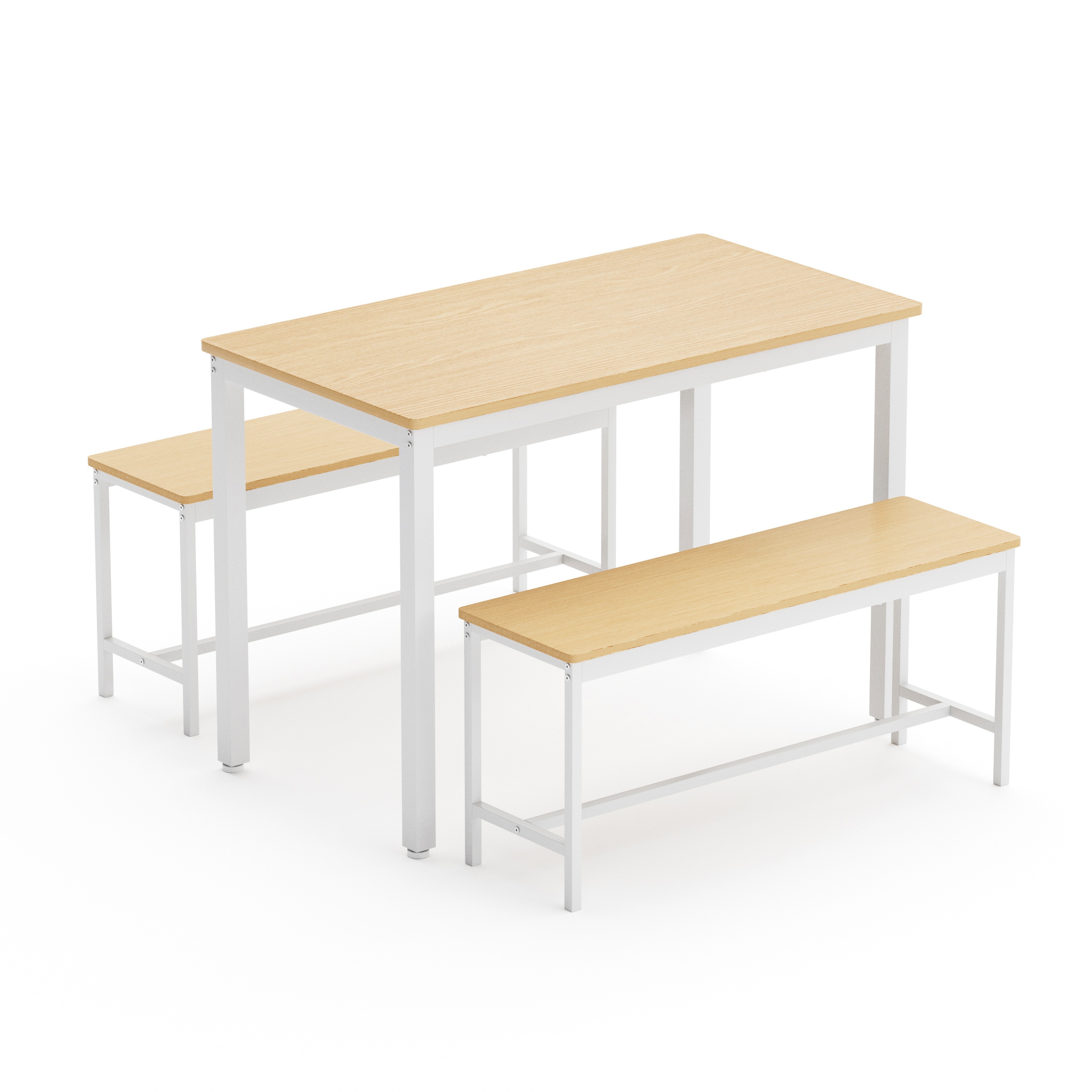 Maocao Hoom JLP186640 White+Natural Contemporary/Modern Dining Room Set with Rectangular Table ( Seats 4 )