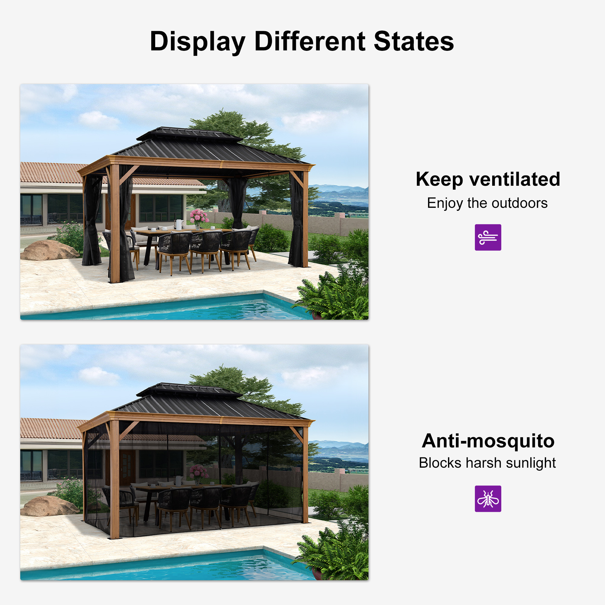 PURPLE LEAF LS06WHTG1014 Wood-Resin-Gazebos - View #8