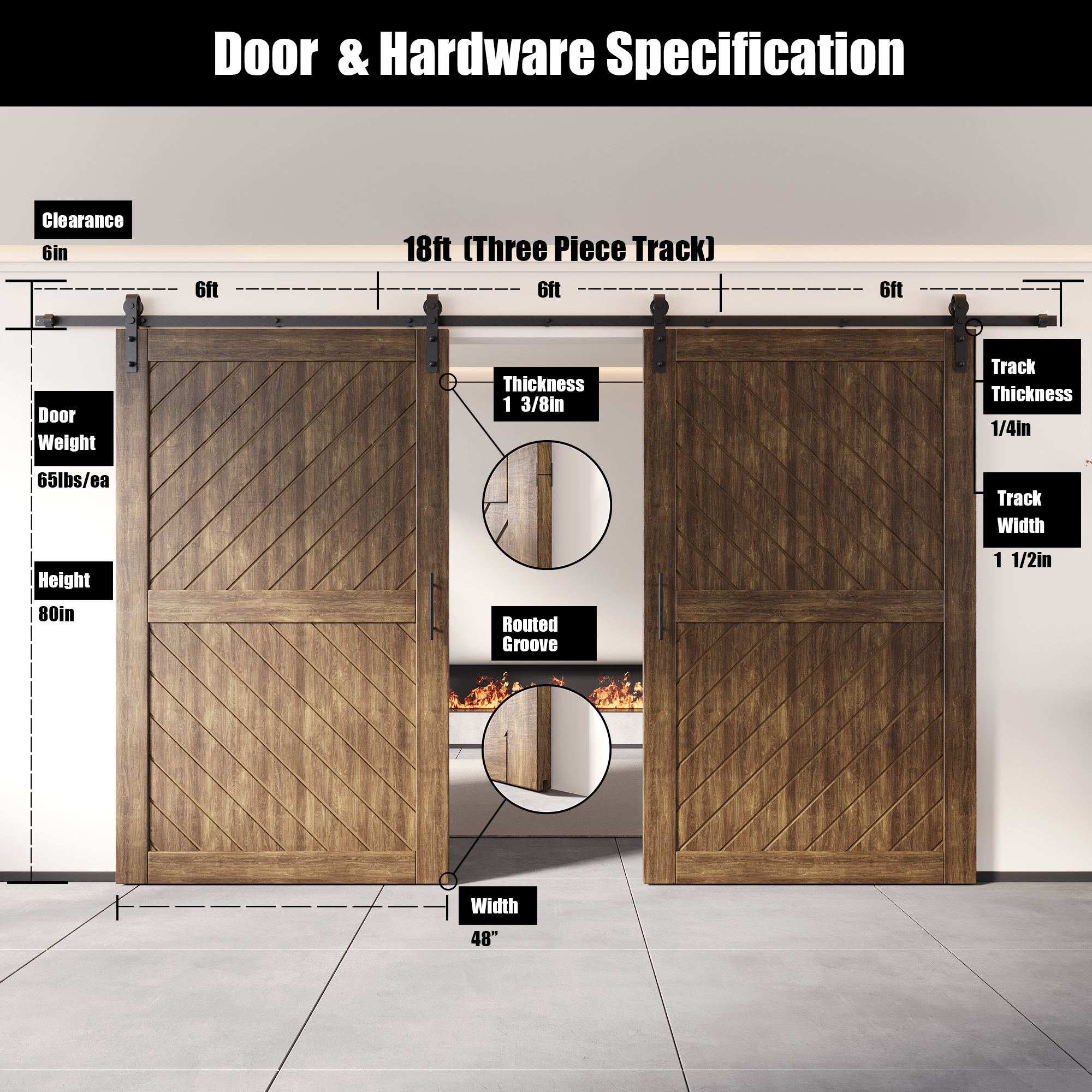 HOMACER YT2H216C-XT3-4880-WA Barn-Doors - View #2