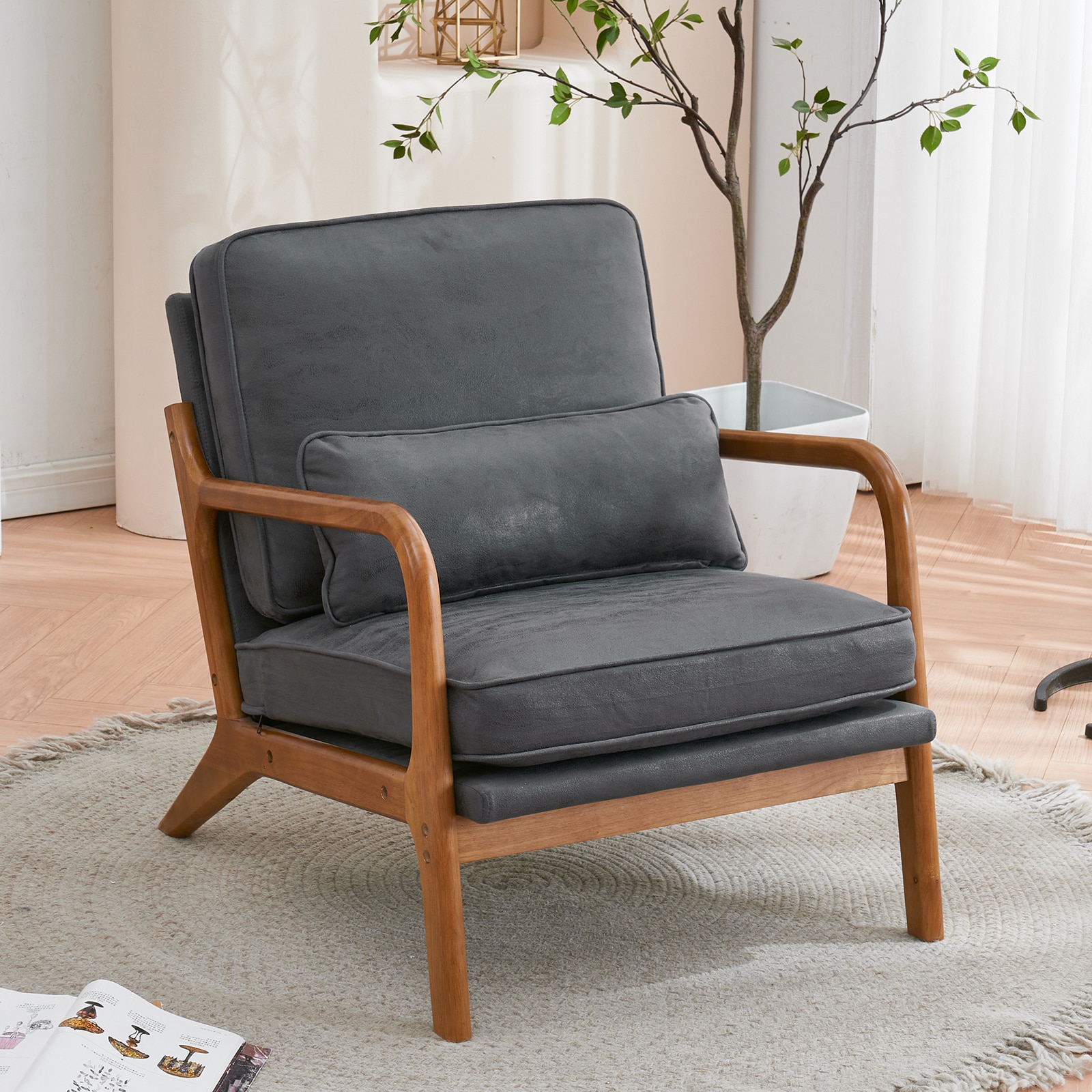 Winado LO1G52001670 Modern Gray Microfiber Accent Chair