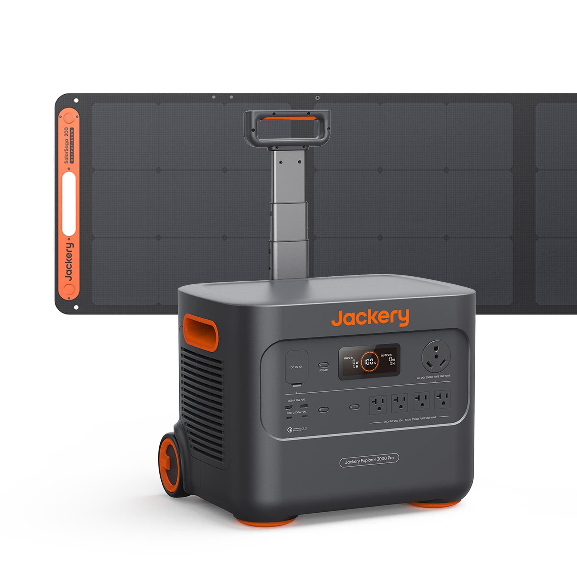 Jackery 60-3020-USB1B1 Explorer 3000 Pro Solar Generator (3024Wh) 3000 -Watts Portable Power Station 1 Solar Panels Included