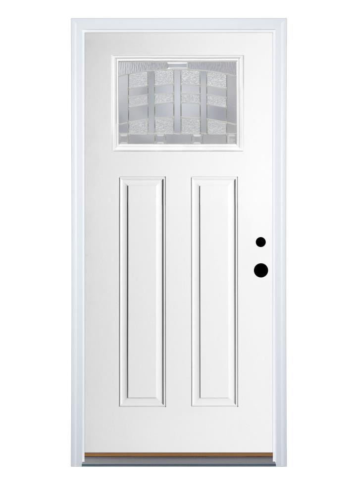 Therma-Tru SFGEM2115Z30LB6 Emerson 36-in x 80-in x 6-9/16-in Fiberglass Craftsman Left-Hand Inswing Ready To Paint Prehung Front Door with Brickmould Insulating Core