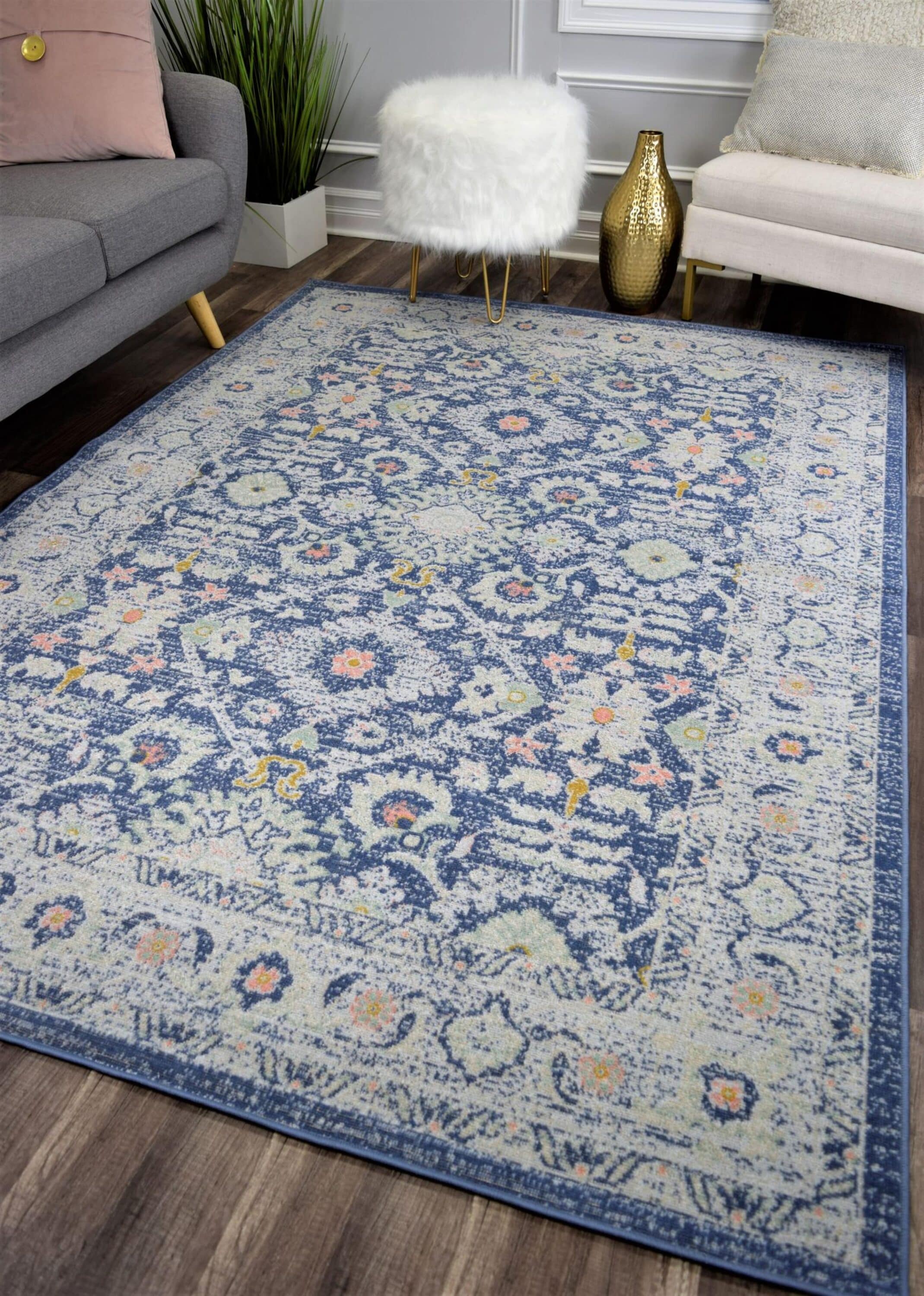 Rugs America 27971 Zola 8 x 10 (ft) Loomed Polypropylene Bashful Blue Rectangular Indoor Medallion Vintage Area rug