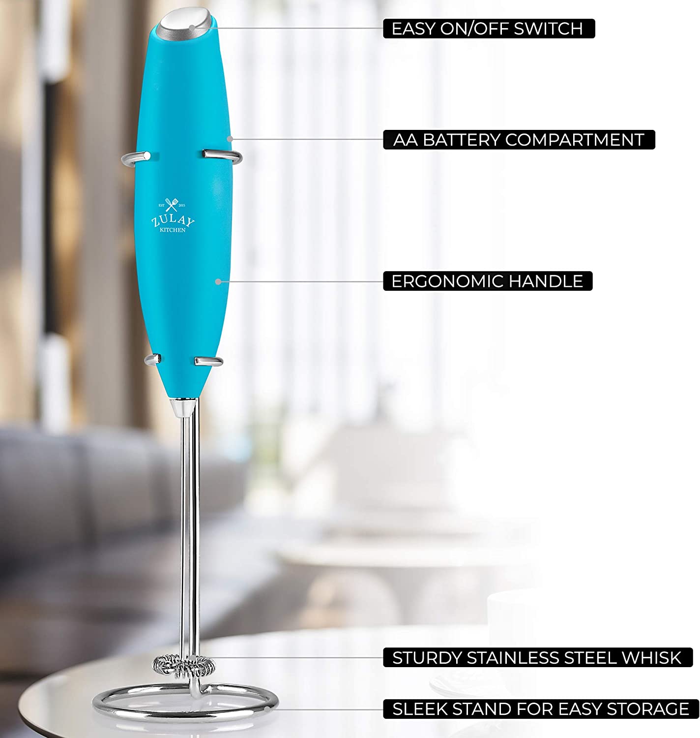 Zulay Kitchen Classic Milk Frother With Stand - Matte Sky Blue, 1 - Foods  Co.