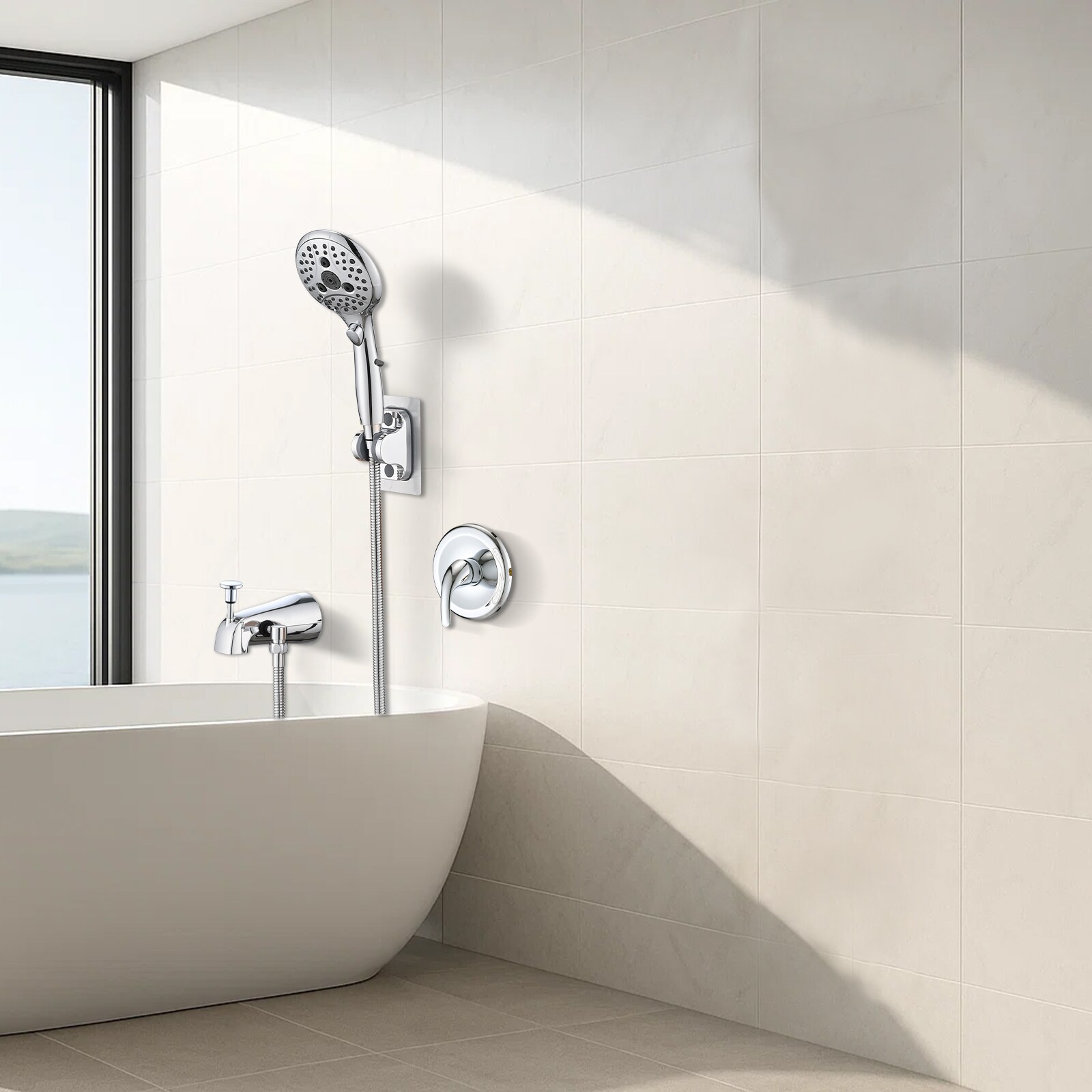 Boho Havens Wall-Mounted 2-Handle Bathtub and Shower Faucet in Chrome ...