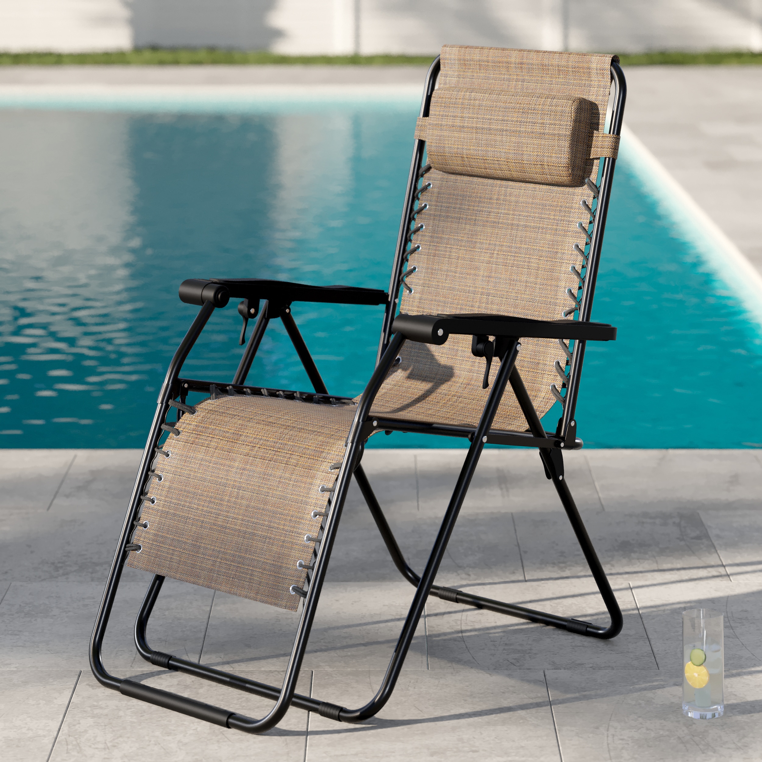 Style Selections Black Steel Frame Stationary Zero Gravity Chair