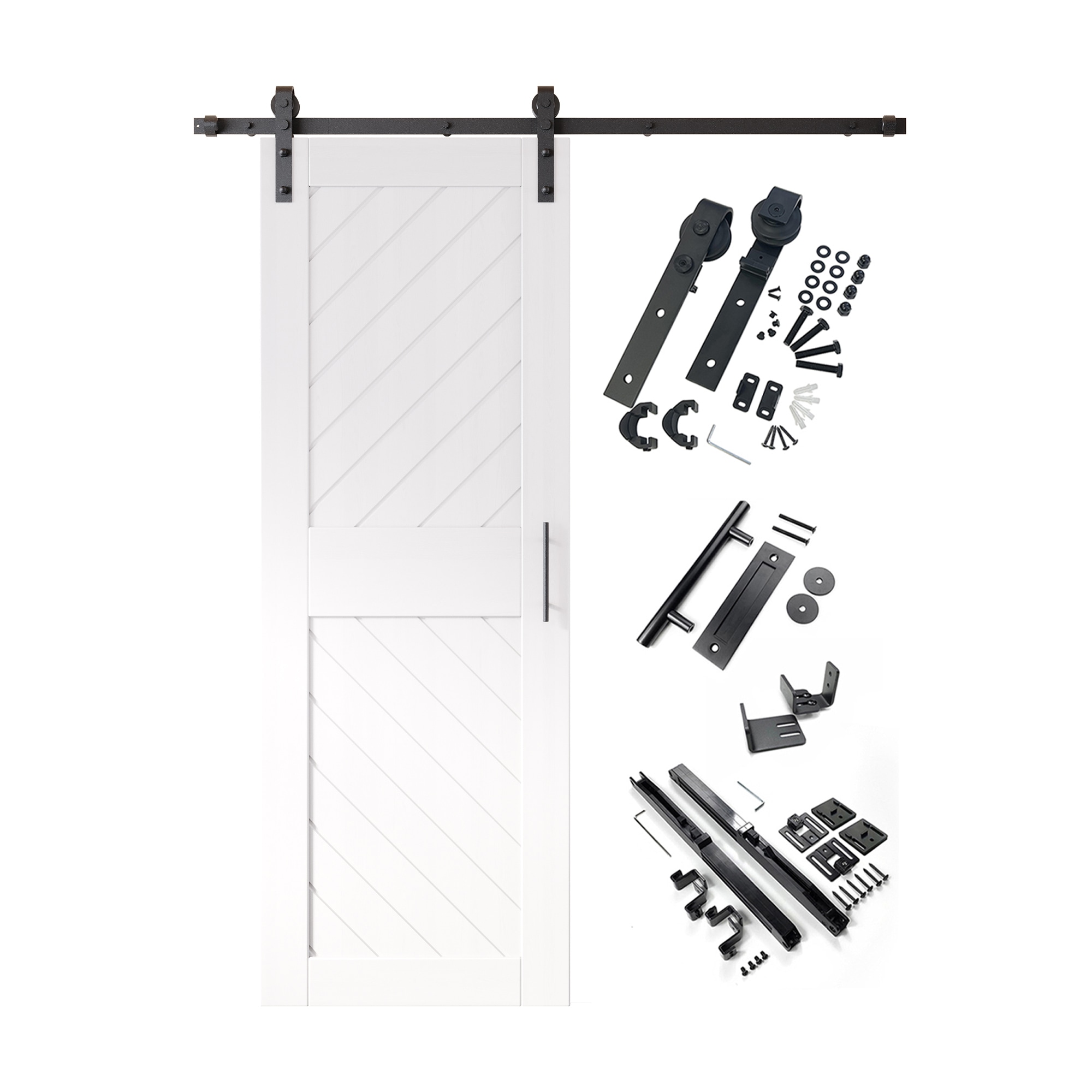 HOMACER YT1H054C-XT3-2684-WH 26-in x 84-in White Prefinished Non-standard Pine Wood Solid core Single Barn Door (Hardware Included)