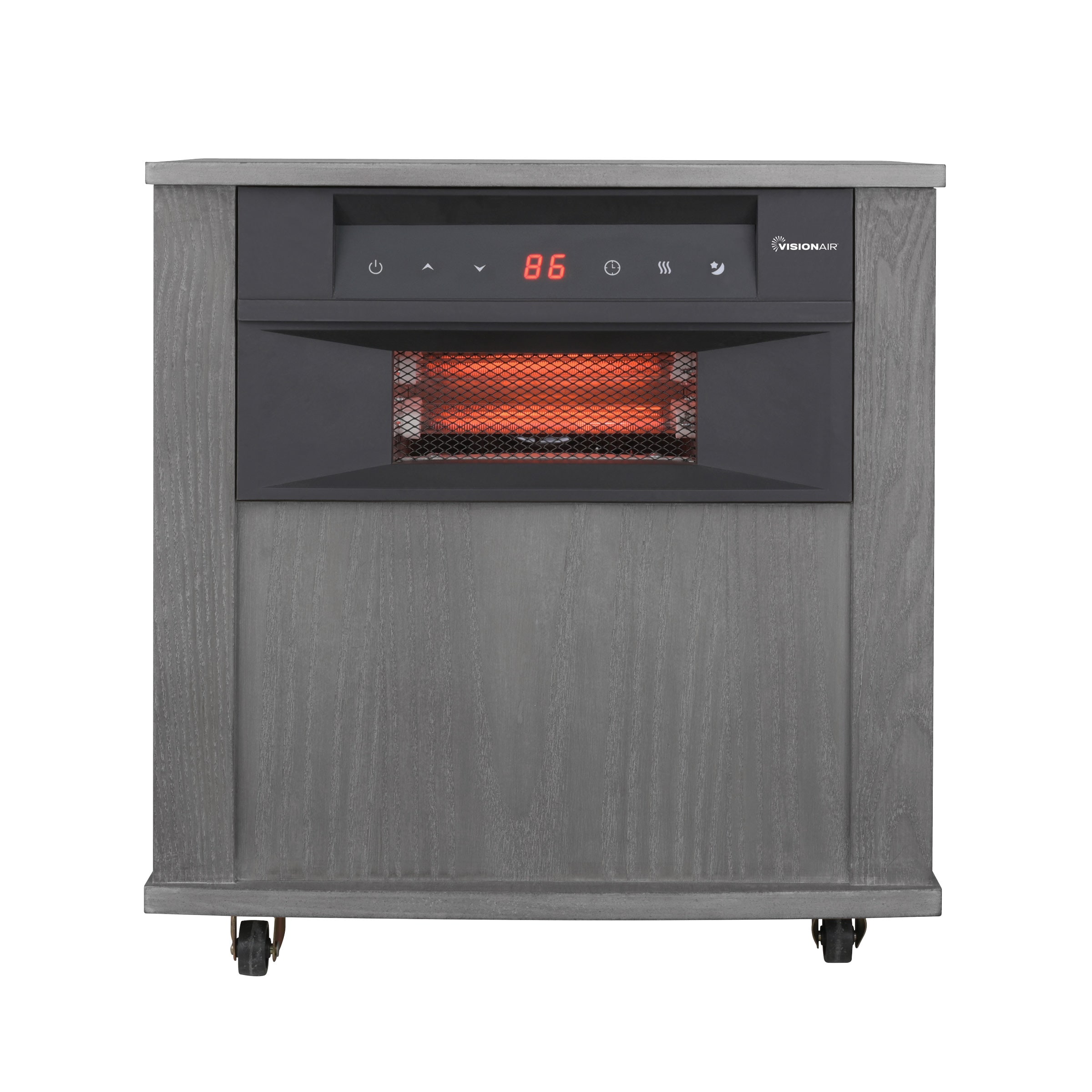 VisionAir 1VAHQ18WG-GR Up to 1500-Watt Quartz Radiant Cabinet Indoor Electric Space Heater with Thermostat and Remote Included