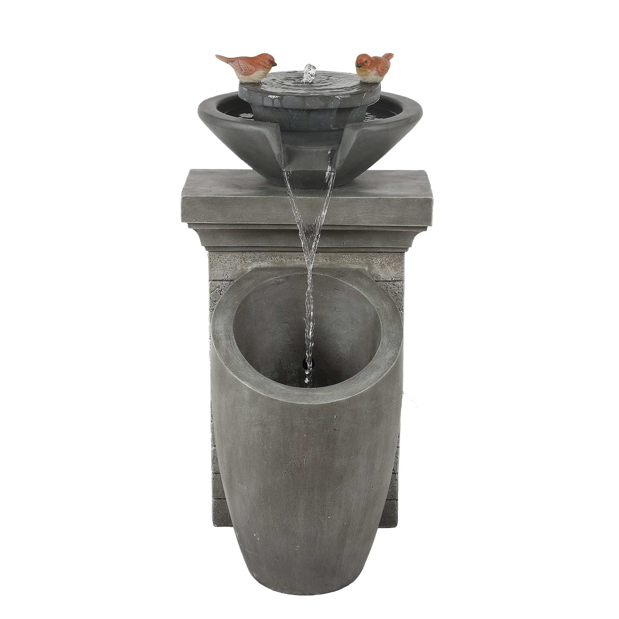 LuxenHome 34.25-in H Cement Outdoor Fountain Statue Pump Included at ...