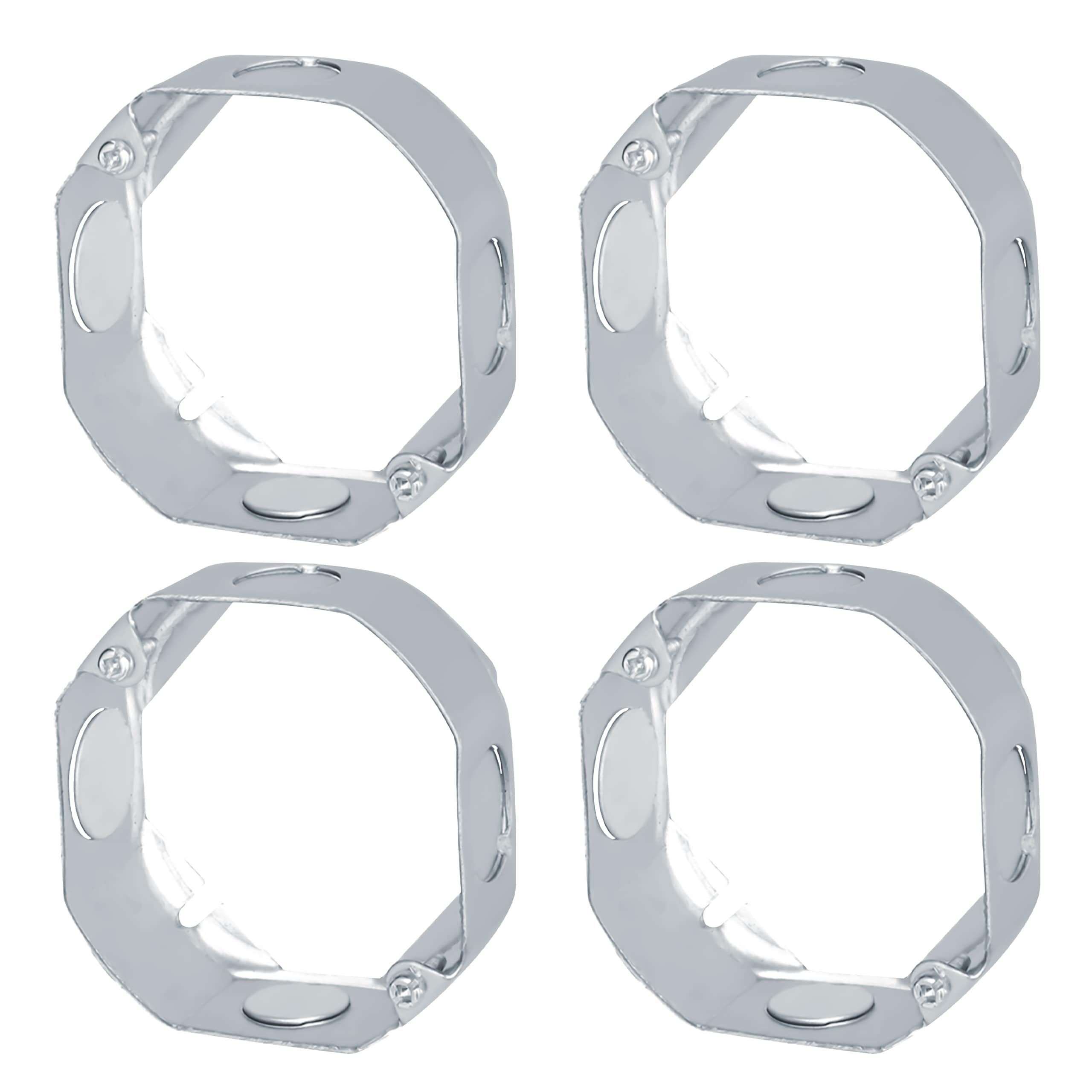 OHLECTRIC  4 Square Steel Work Box Extension Rings 4 Pack 1 1 2 Deep Box Ring with 1 2 and 3 4 Knockouts Fire Rated Ideal for Lighting Fixtures Switches and Receptacles