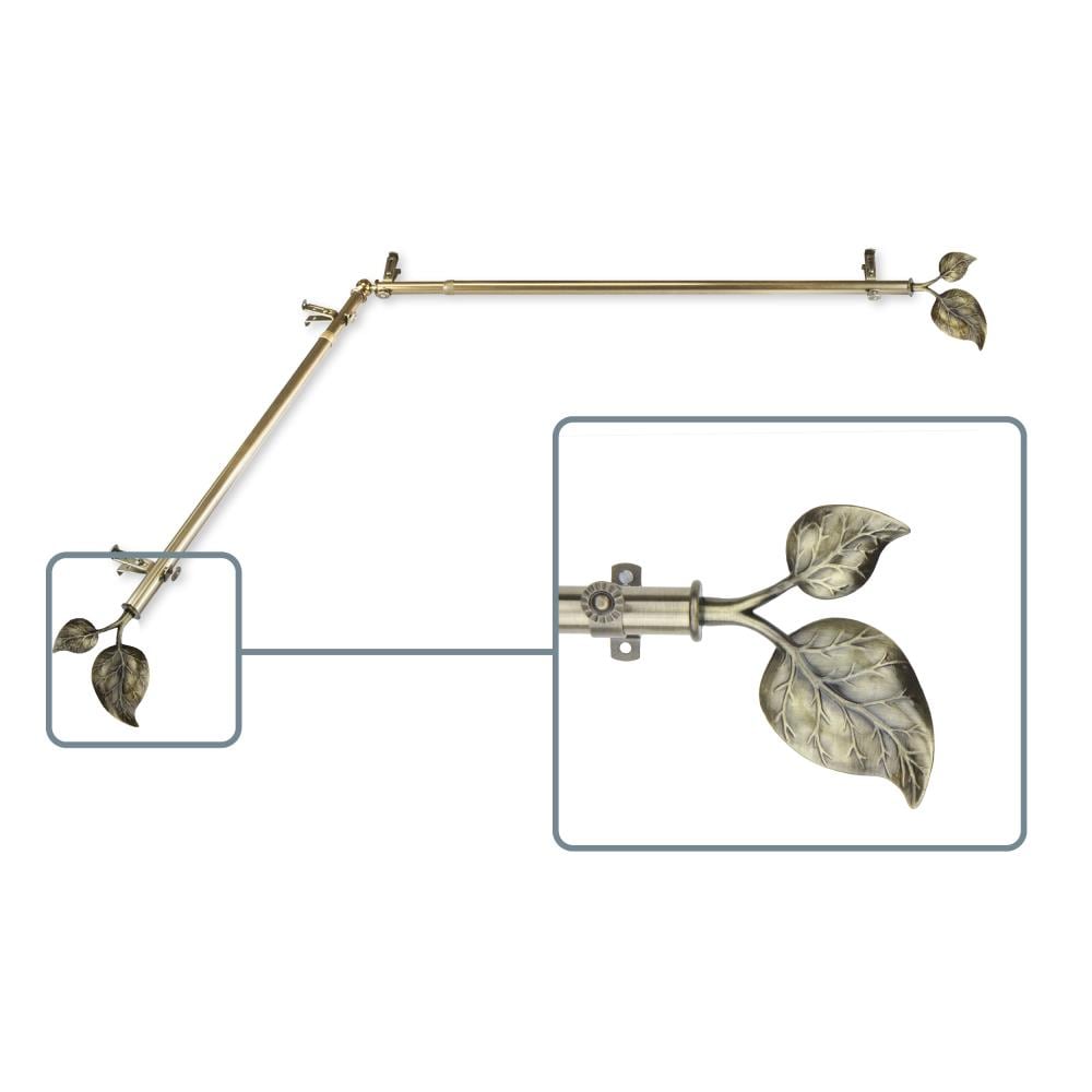 Hart & Harlow L4833-484CR Hedera 13/16-in 48-in to 84-in Antique brass Steel Corner curtain rod with Finials