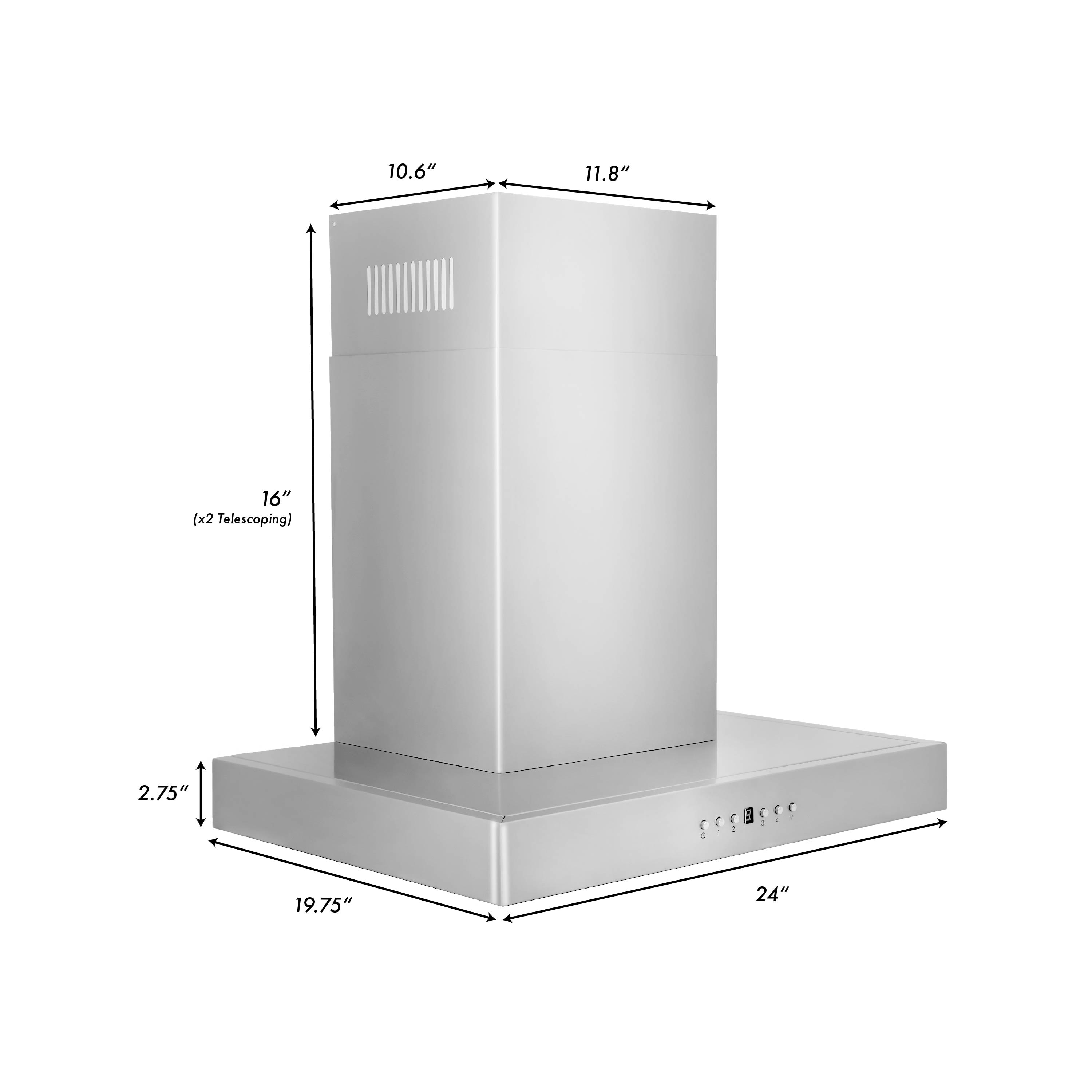 ZLINE KITCHEN & BATH 24-in 400-CFM Convertible Stainless Steel Wall ...