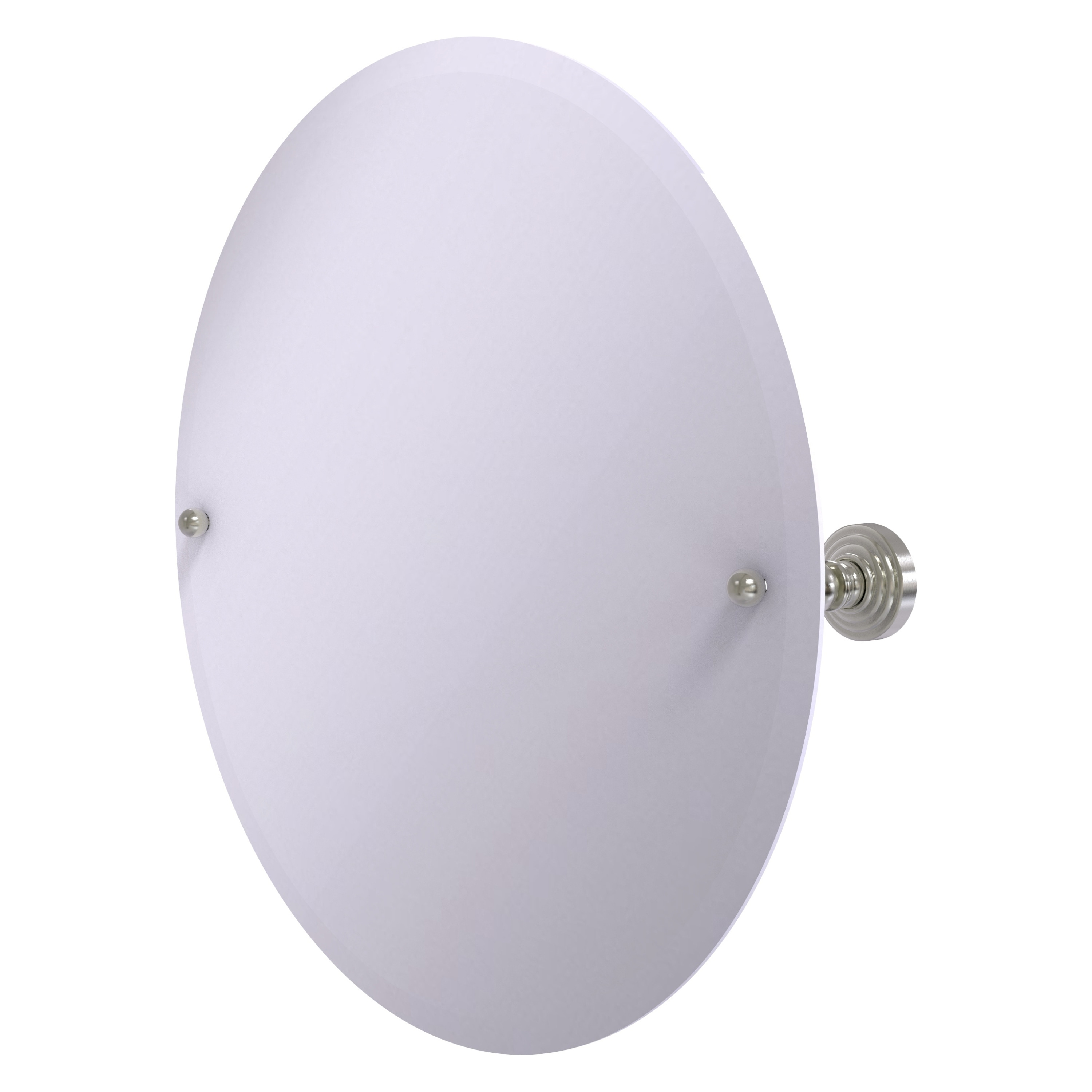 Allied Brass WP-90-SN Waverly Place 22-Inches x 22-Inches Beveled Frameless Round Tilting Bathroom Vanity Mirror ( Satin Nickel )