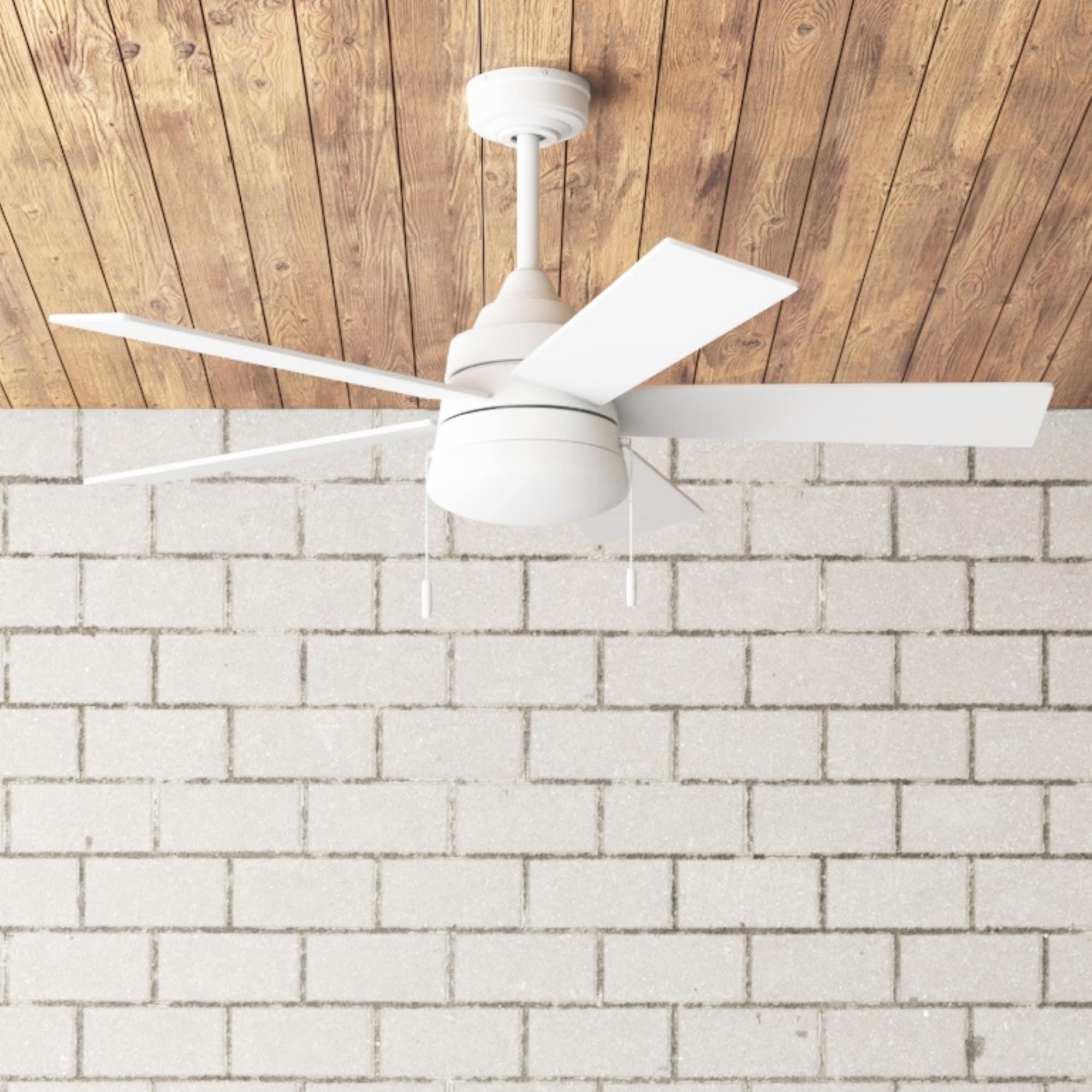 Harbor Breeze 43013 Kennerly 44-in Integrated LED Outdoor White with White/Gray Wash Blades Ceiling Fan With Light ( 5 -Blade )