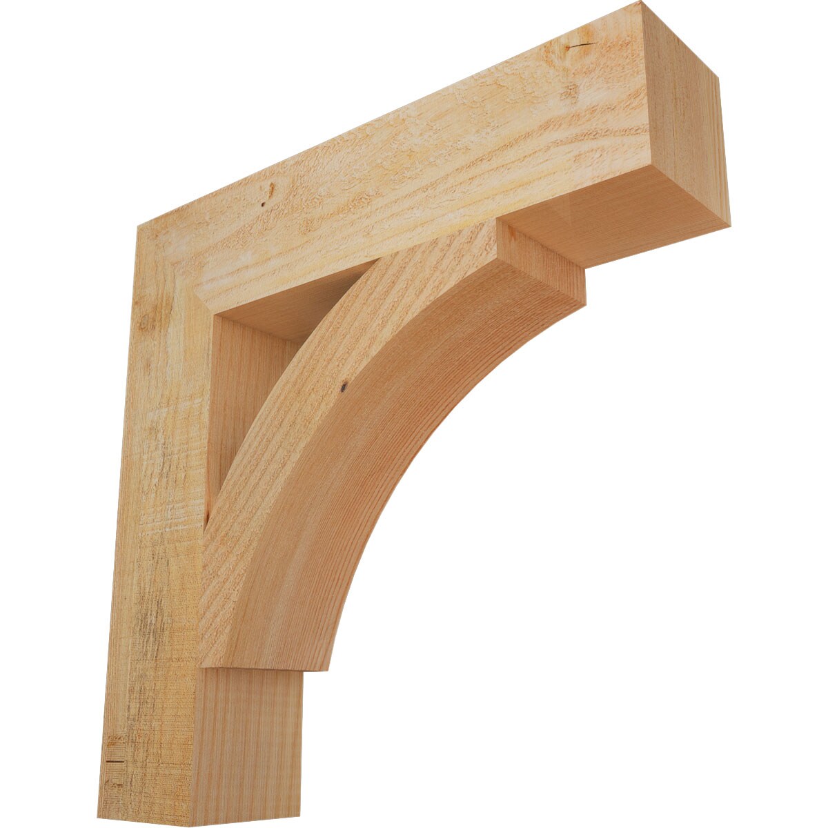 Ekena Millwork BKT04X18X18THR05RDF Thorton block rough sawn 4-in x 18-in x 18-in Douglas fir Brown Wood Standard bracket