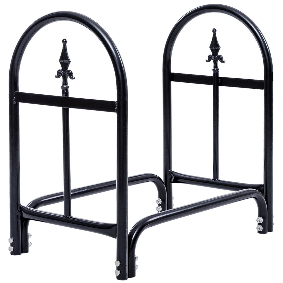 Slickblue D-CO-0913TG 13 Inch H x 23.5 Inch W x 23 Inch D Steel Firewood Storage Rack Holder for Outdoor Indoor Patio Deck Use