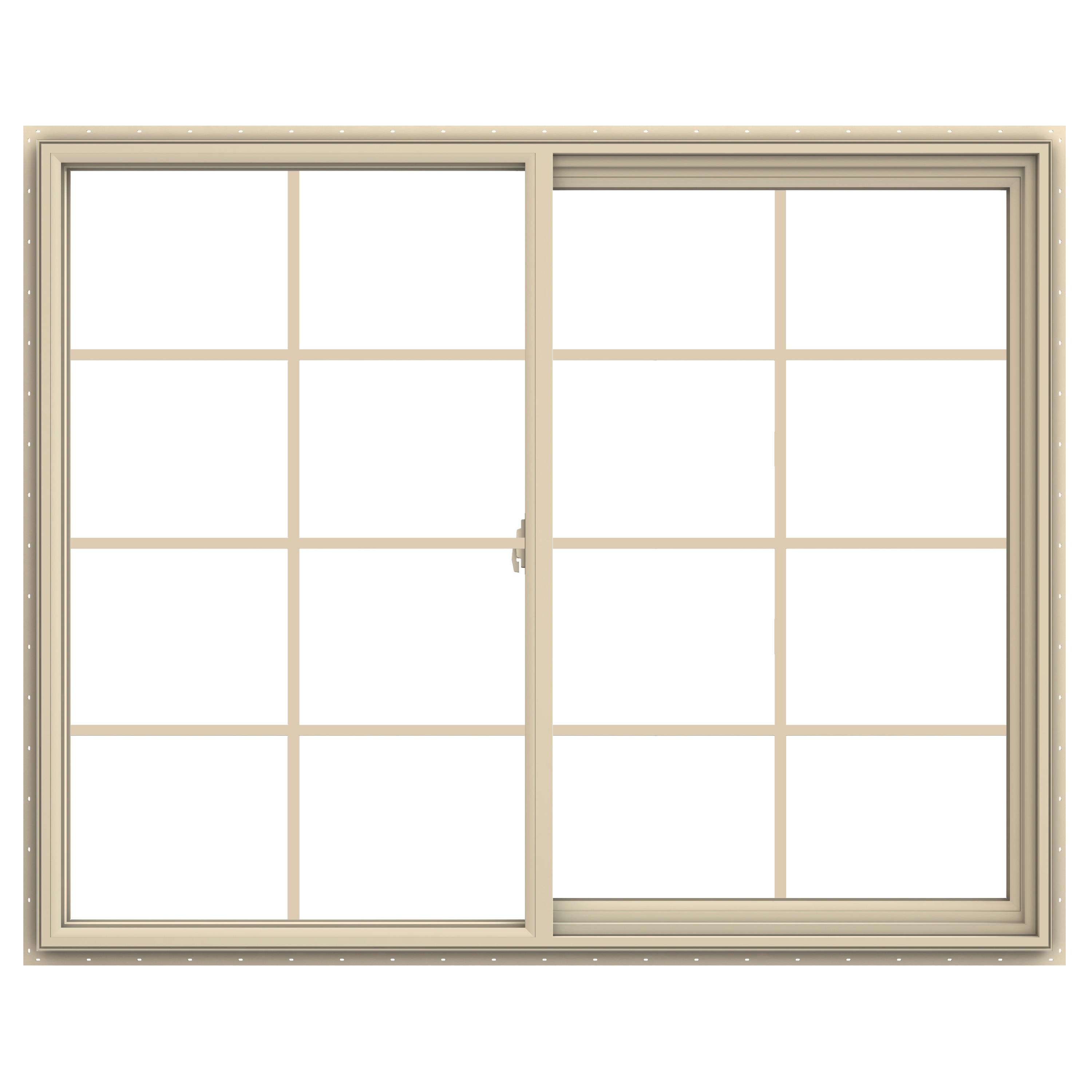JELD-WEN LOWOLJW138500735 V-2500 59-1/2-in x 47-1/2-in Almond Exterior Almond Interior Right-Handed Vinyl Sliding Window Annealed Glass with Grids (Full Screen Included)