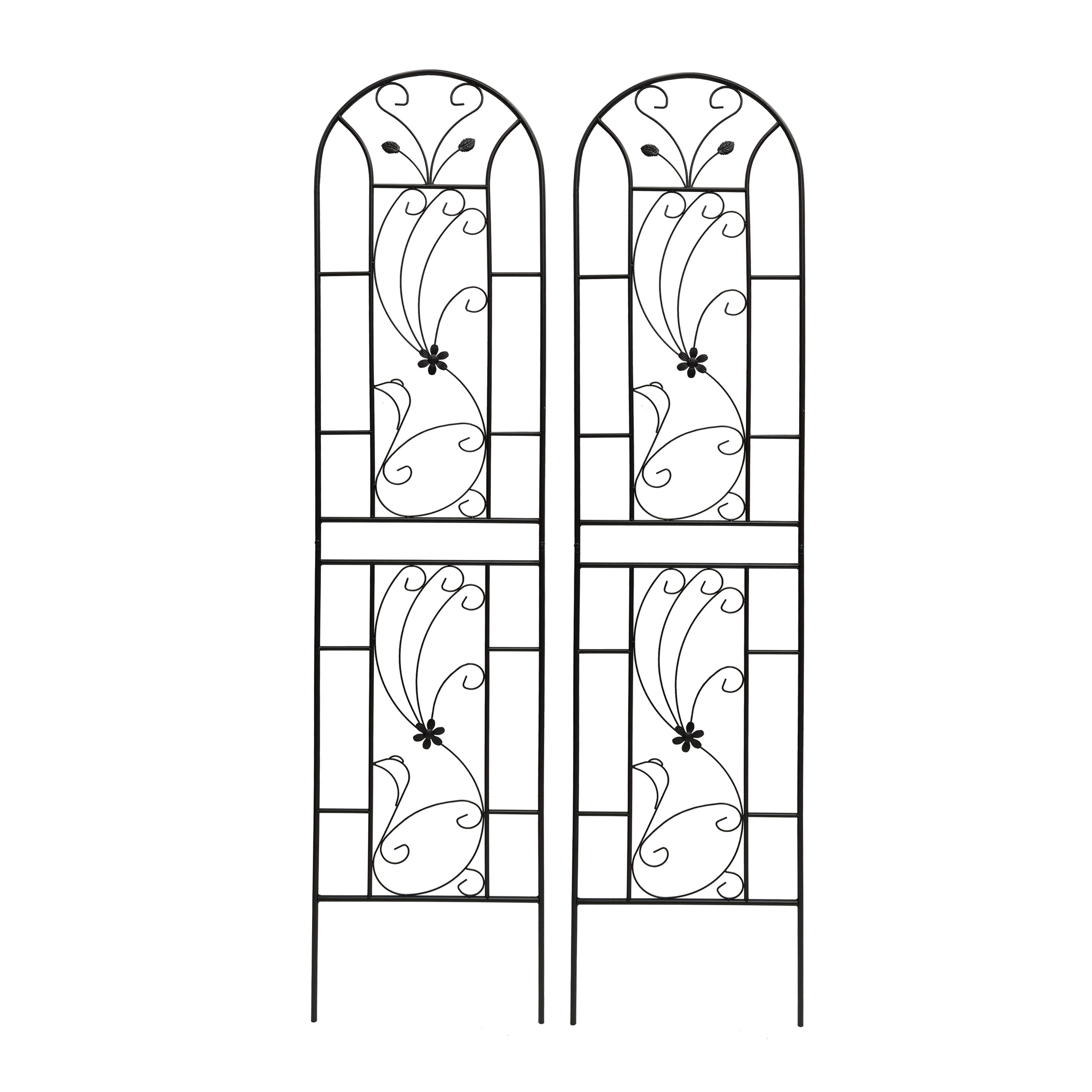 AHIOU HOME ZAAHG-P268029GT Newak 19.7-in W x 86.7-in H Black Iron Garden Trellis For Climbing Plants For Cucumbers For Roses For Tomatoes 2 -Pack