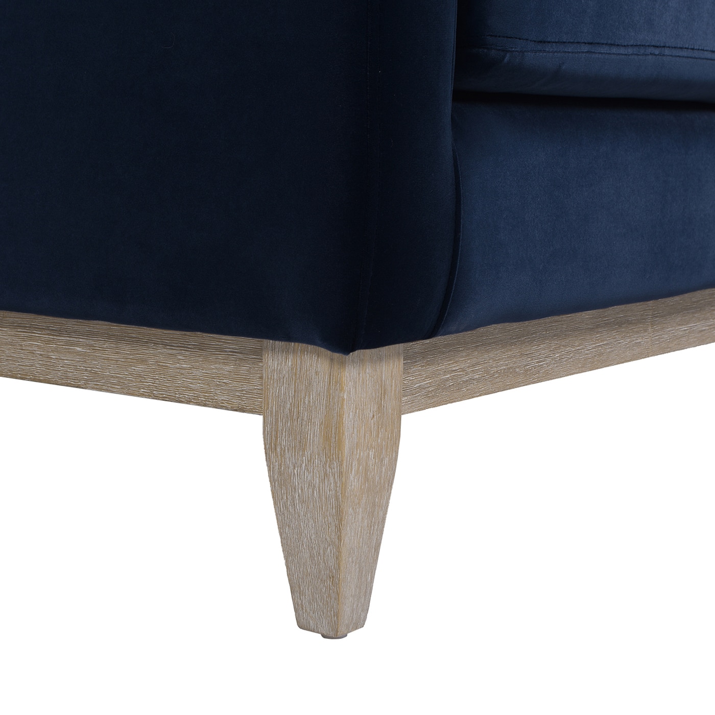 Knox Dark Navy Blue Velvet Armchair with Birch Legs