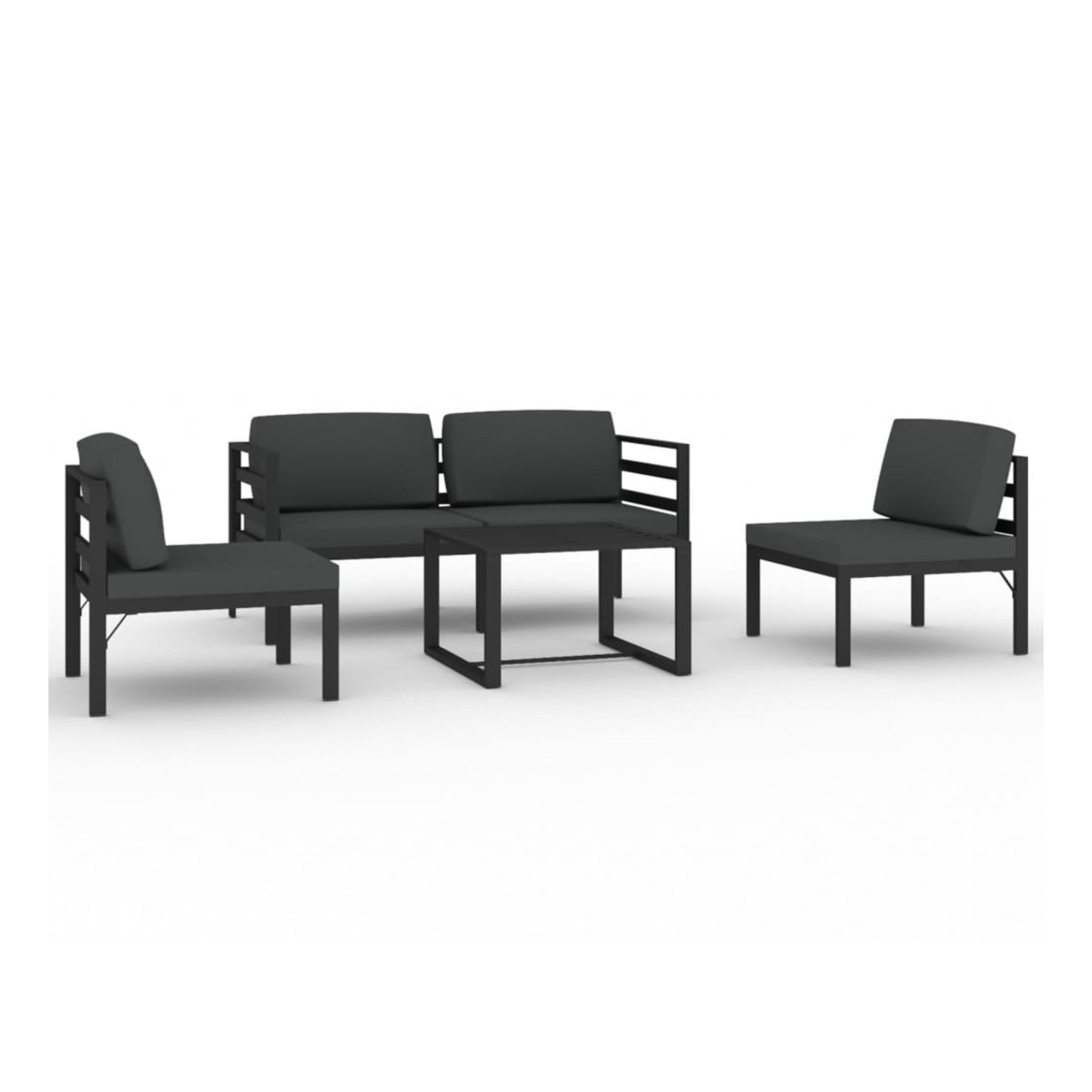 Patio Conversation 5 -Piece 4 Patio Sofa Conversation Set with Gray Polyester Cushions