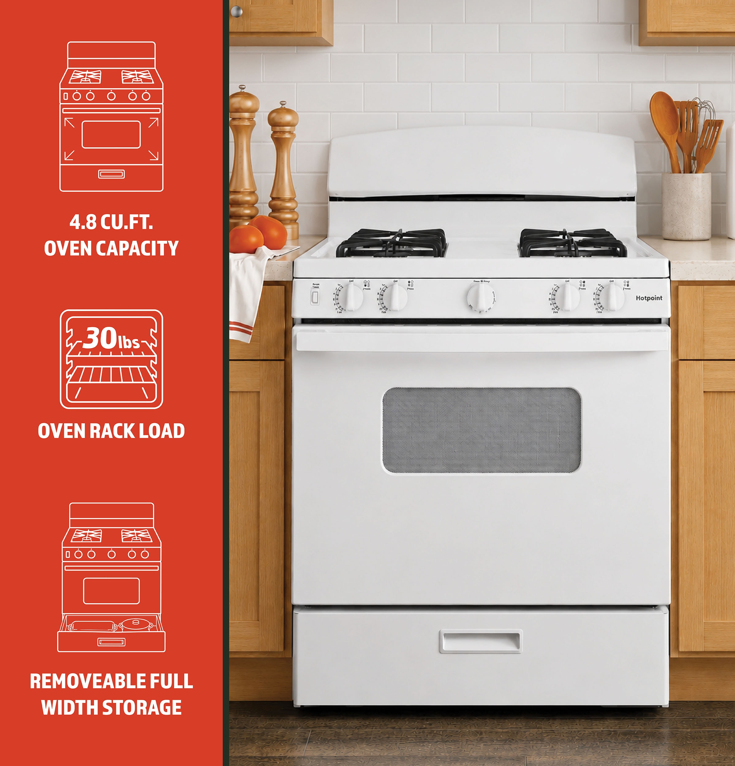 Hotpoint RGBS330DRWW Freestanding-Gas-Ranges - View #2