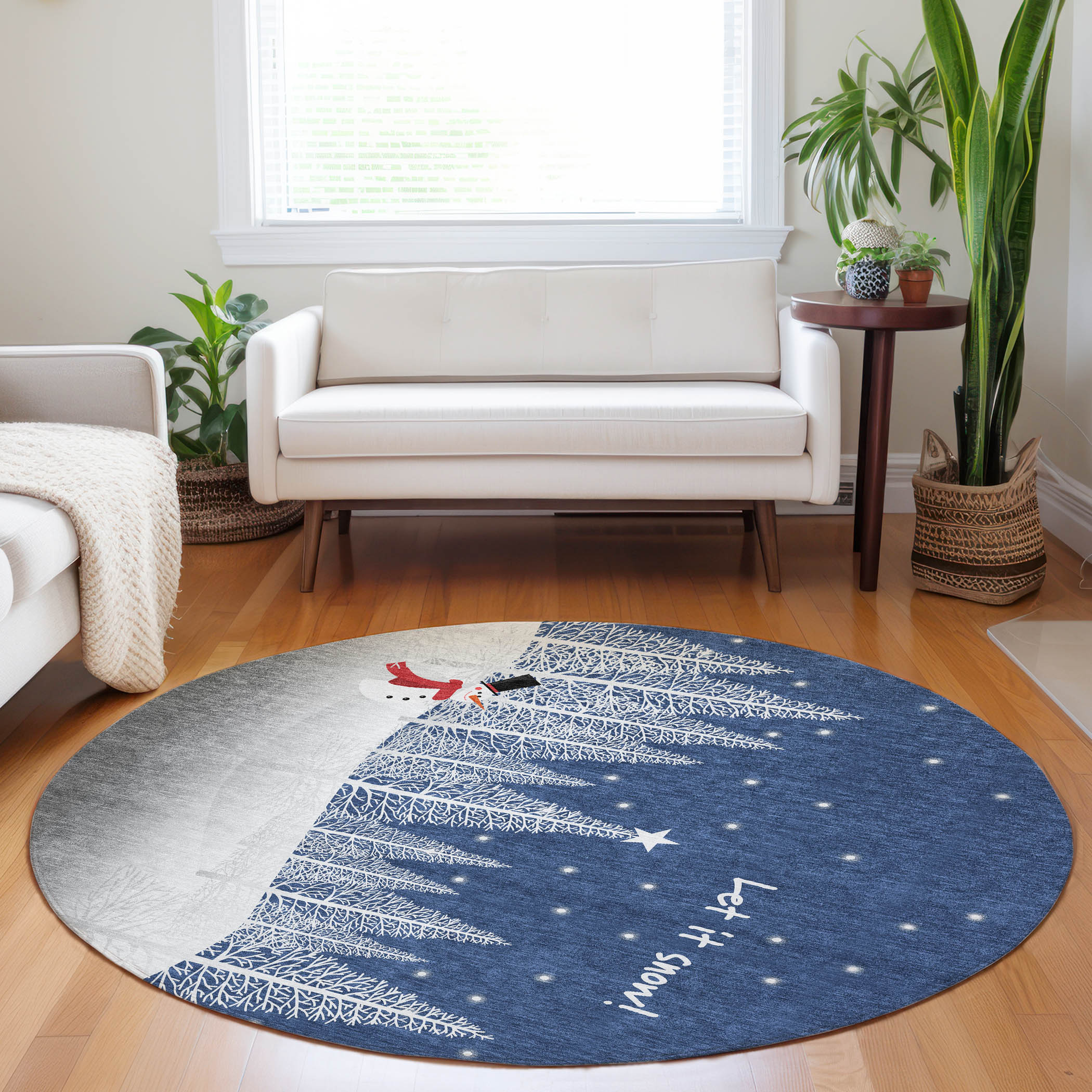 Addison Rugs AMF223BL8RO Mayfield AMF223BL 8 x 8 (ft) Loomed Polyester Blue Round Indoor Abstract Machine washable Area rug