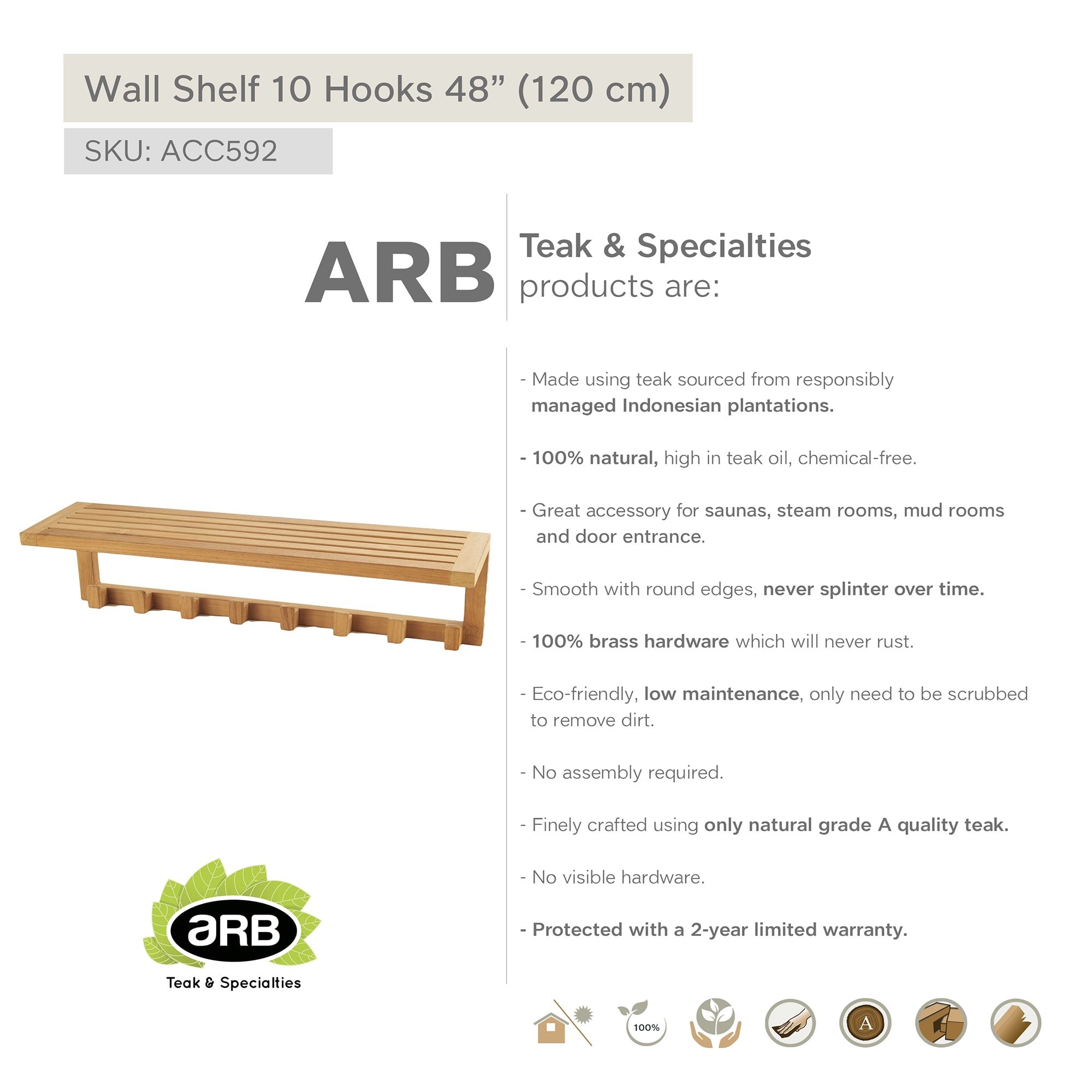 ARB Teak & Specialties ACC592 Bathroom-Shelves - View #6