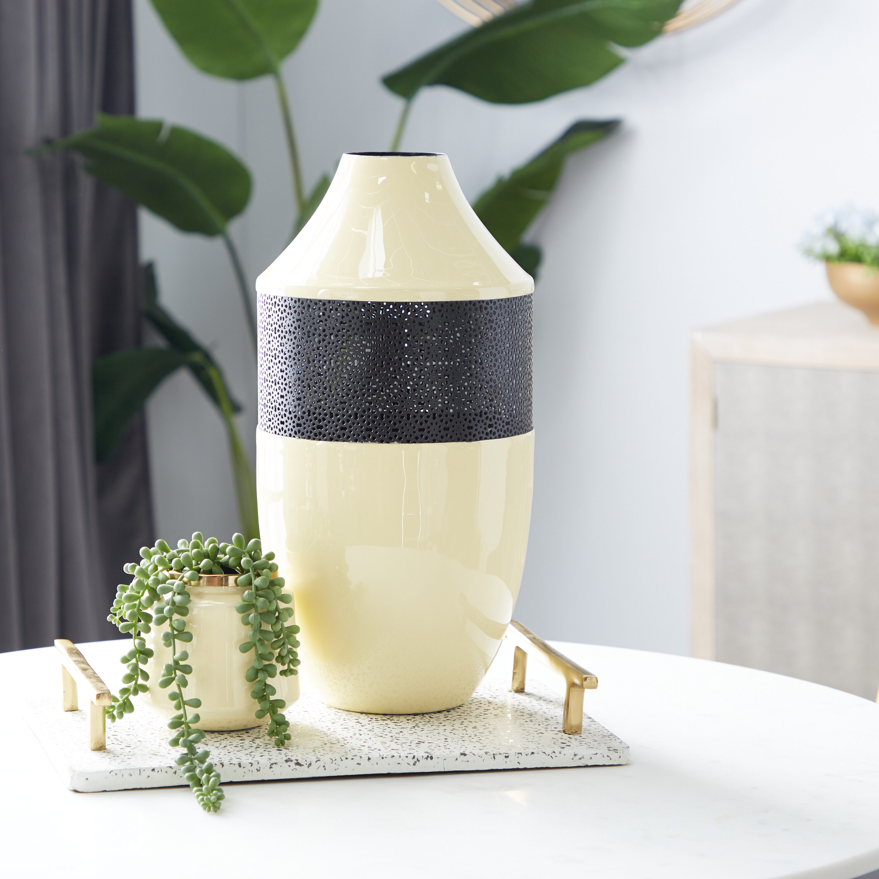 Grayson Lane 45298 White Iron Modern Vase