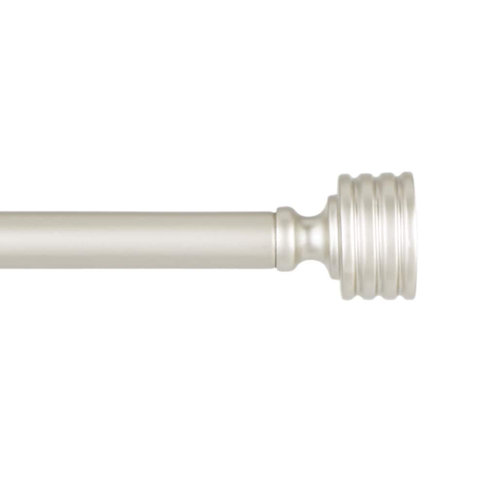 Exclusive Home RD014888DSEHB1 A556 66-in to 120-in Matte Nickel Iron Single curtain rod with Finials