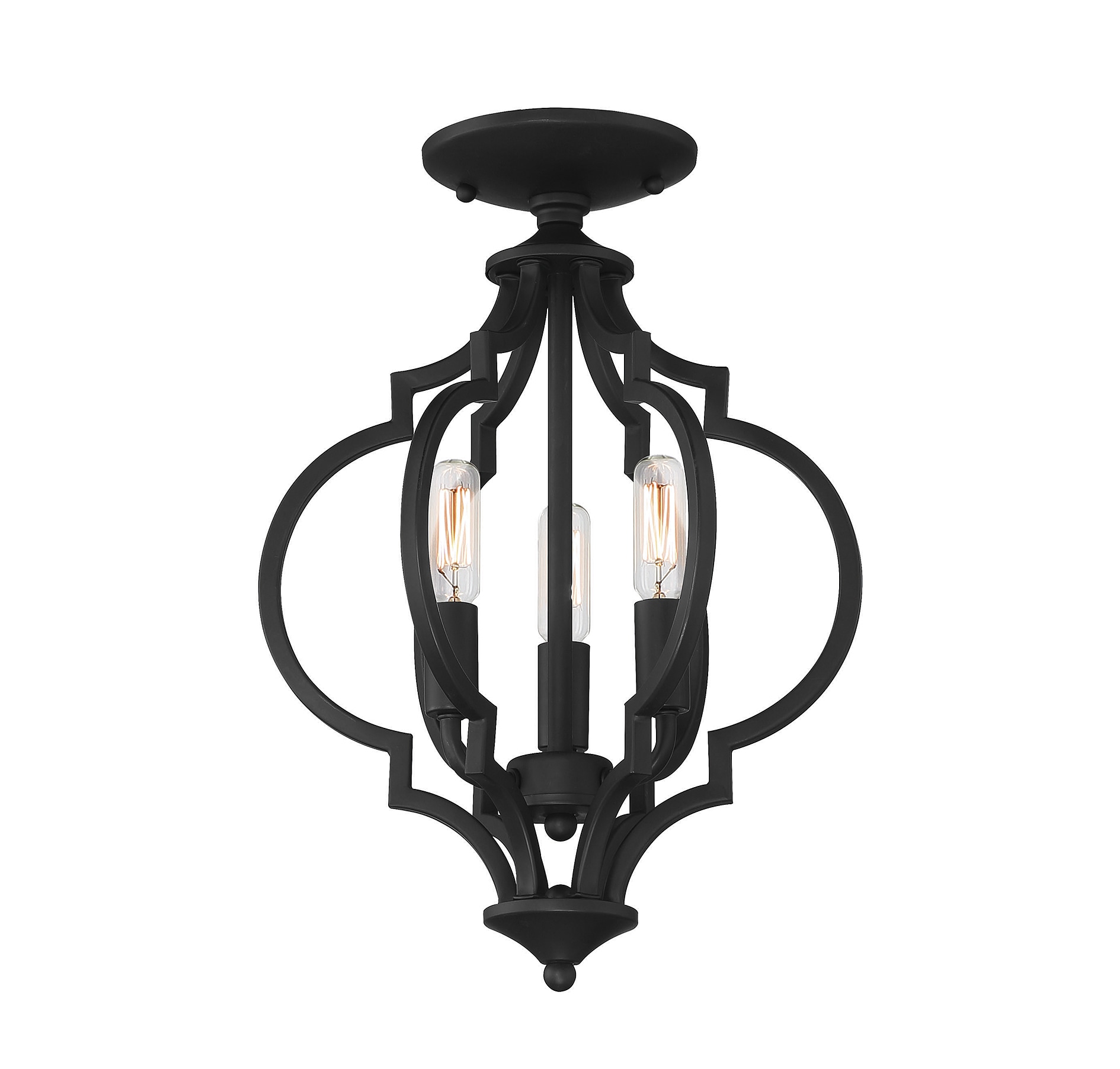 Meridian Lite Trends M60055MBK 3-Light Convertible Semi-Flush or Pendant in Matte Black 3 -Light 11-in Matte Black Semi Flush Mount Light