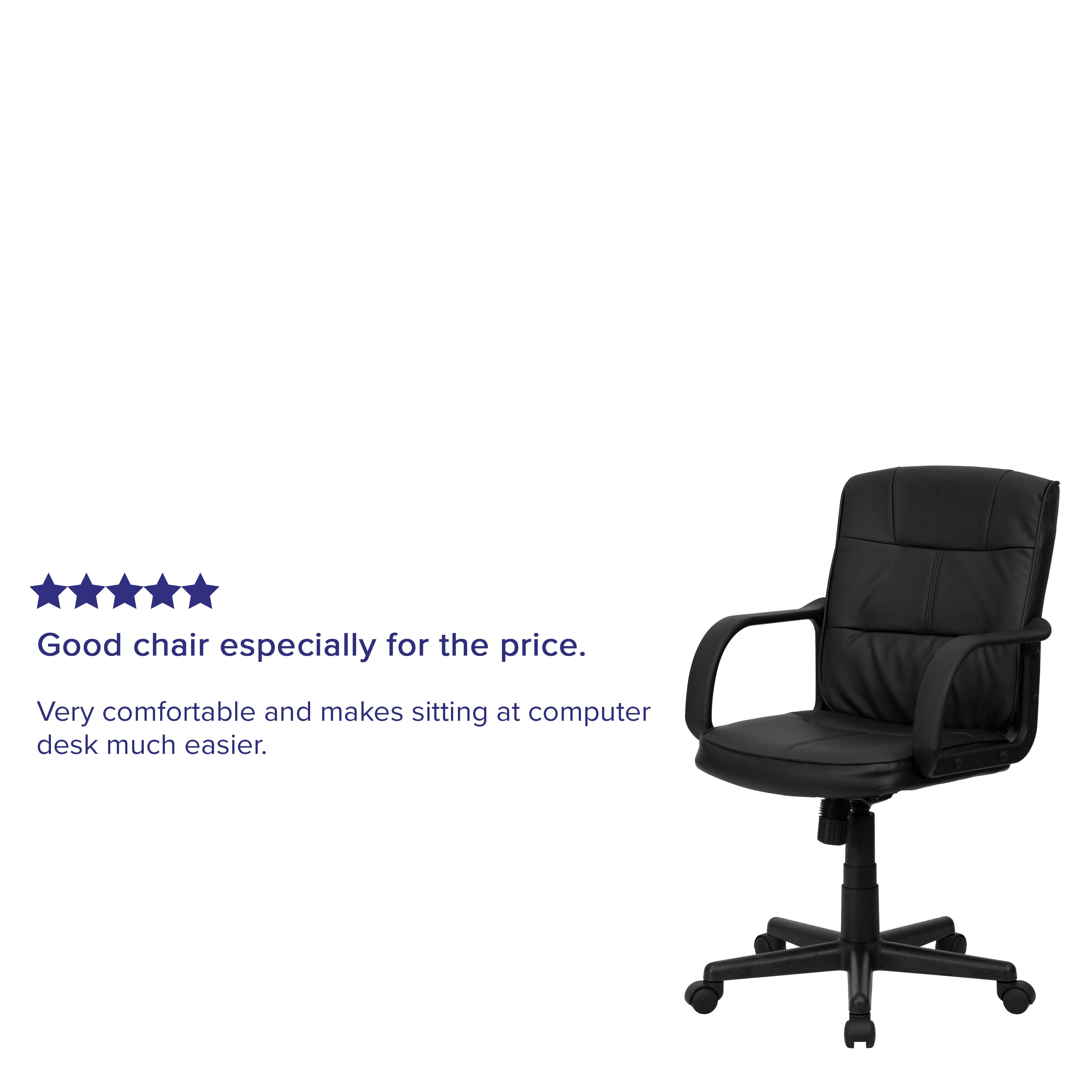 ErgoFlex Black LeatherSoft 360 Swivel Task Chair with Metal Base