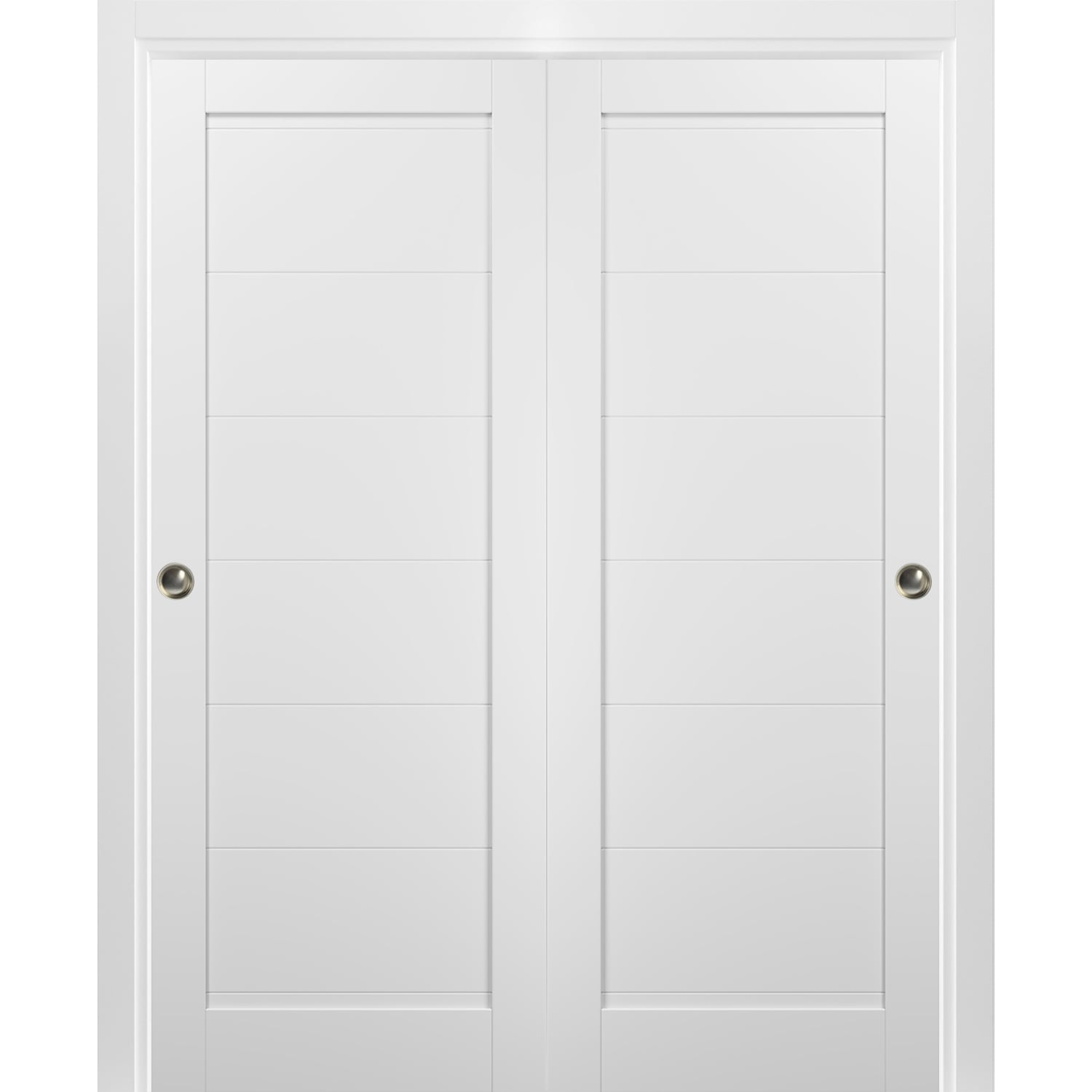 SARTODOORS 4115DBD-WS-60 4115 60-in x 80-in White Solid core Prefinished Oak Wood Closet Sliding Door ( Hardware Included )
