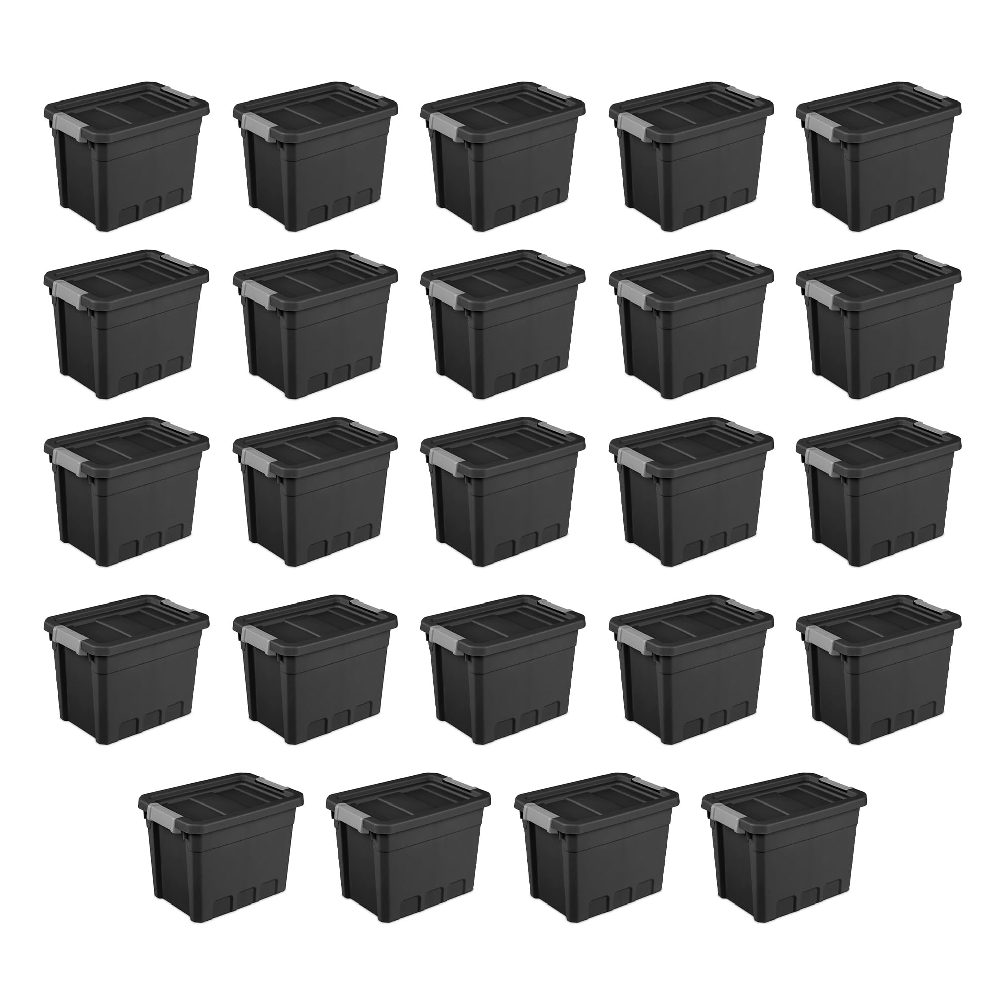 Sterilite DFP-AW-623299QTY-24 24-Pack Stackable Plastic Storage Bins with Lids - 7.5 Gallon Black