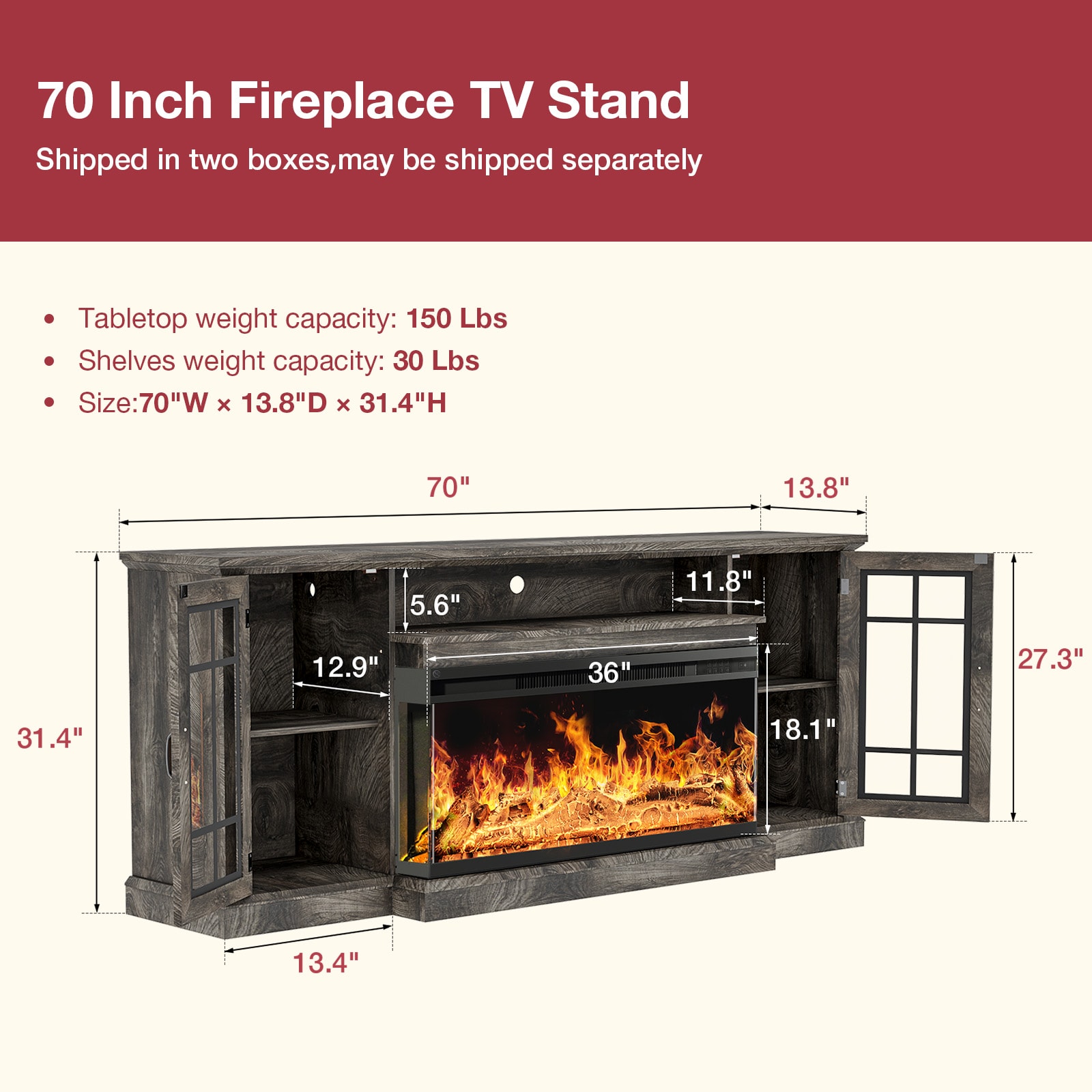 AOXUN H21033GR+H20023 Electric-Fireplaces - View #7